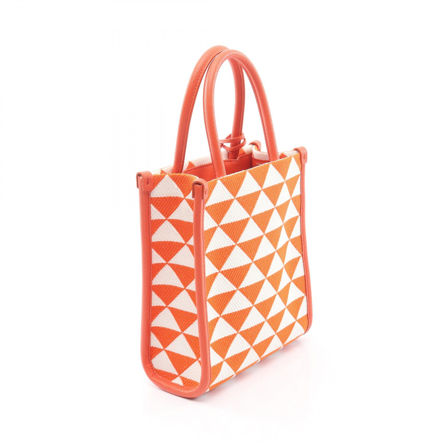 PRADA Mini shoulder Handbag 1BA355 canvas Saffiano leather Orange