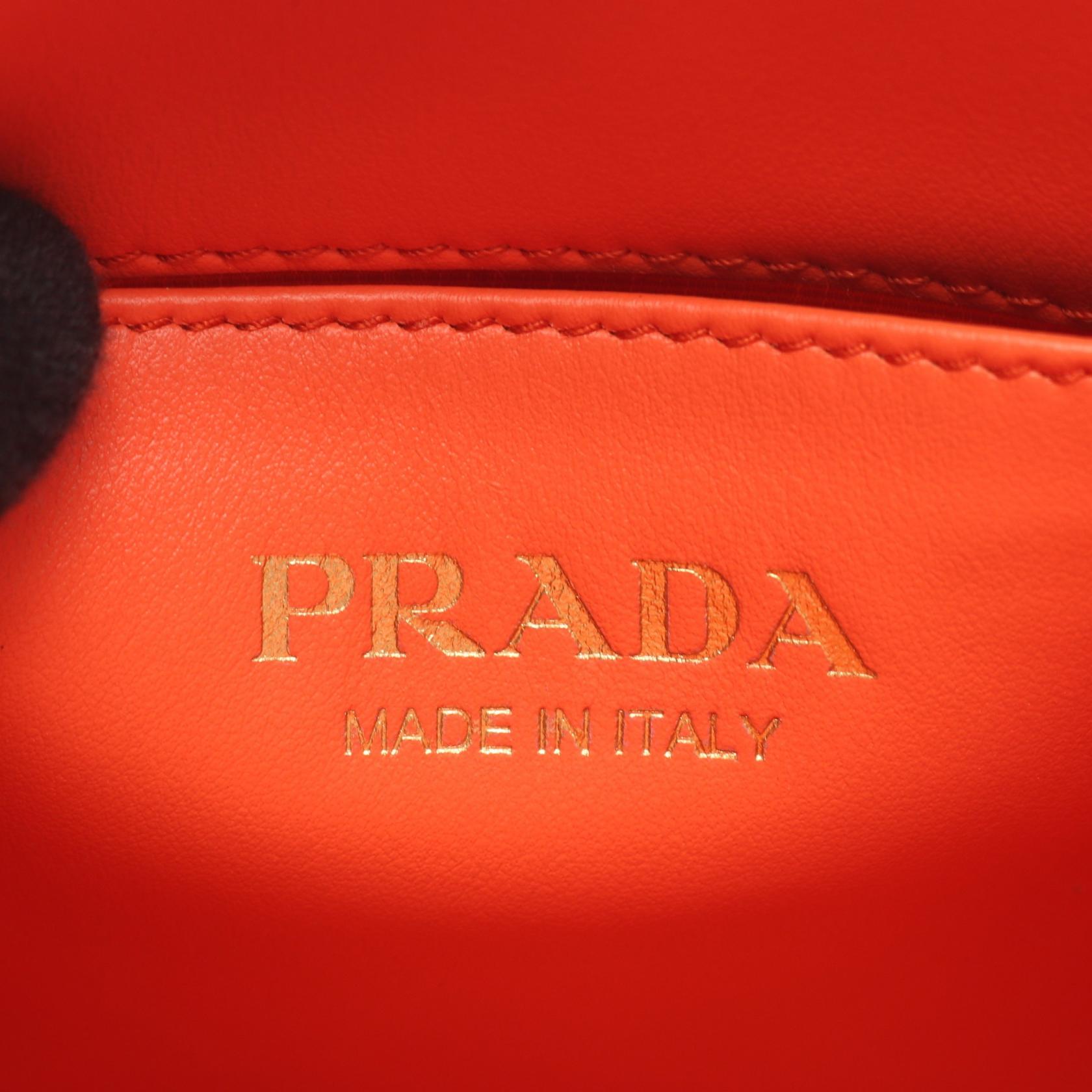 PRADA Mini shoulder Handbag 1BA355 canvas Saffiano leather Orange