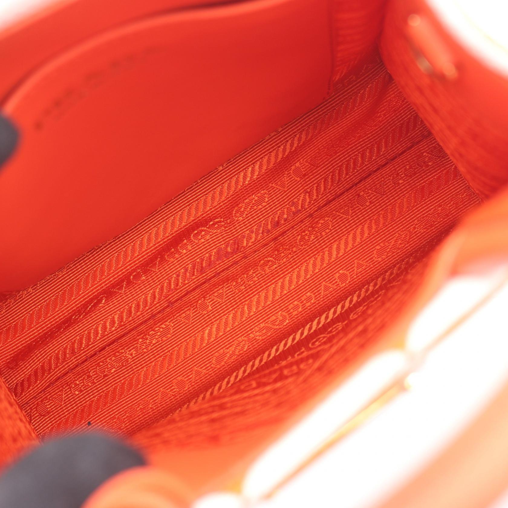 PRADA Mini shoulder Handbag 1BA355 canvas Saffiano leather Orange