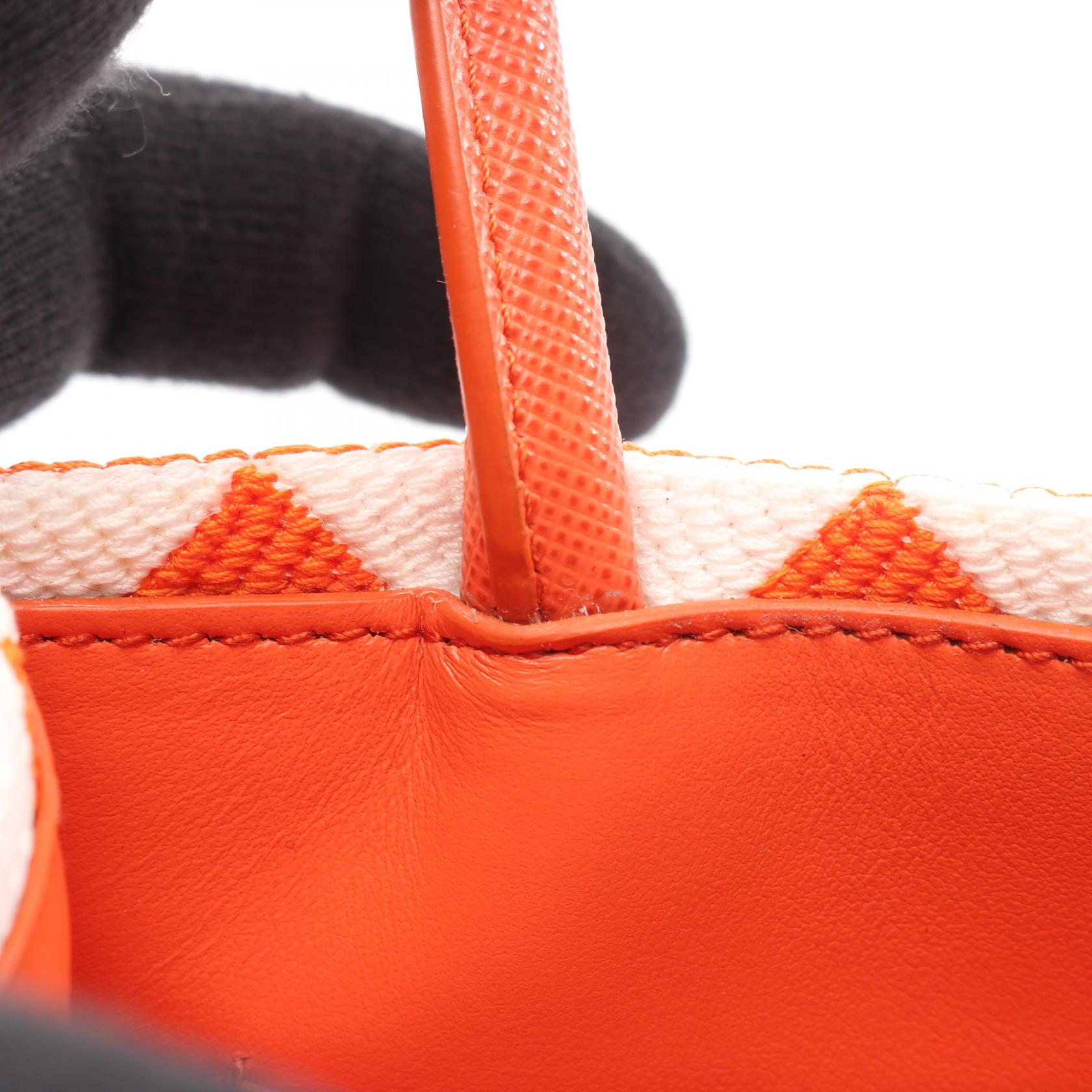 PRADA Mini shoulder Handbag 1BA355 canvas Saffiano leather Orange