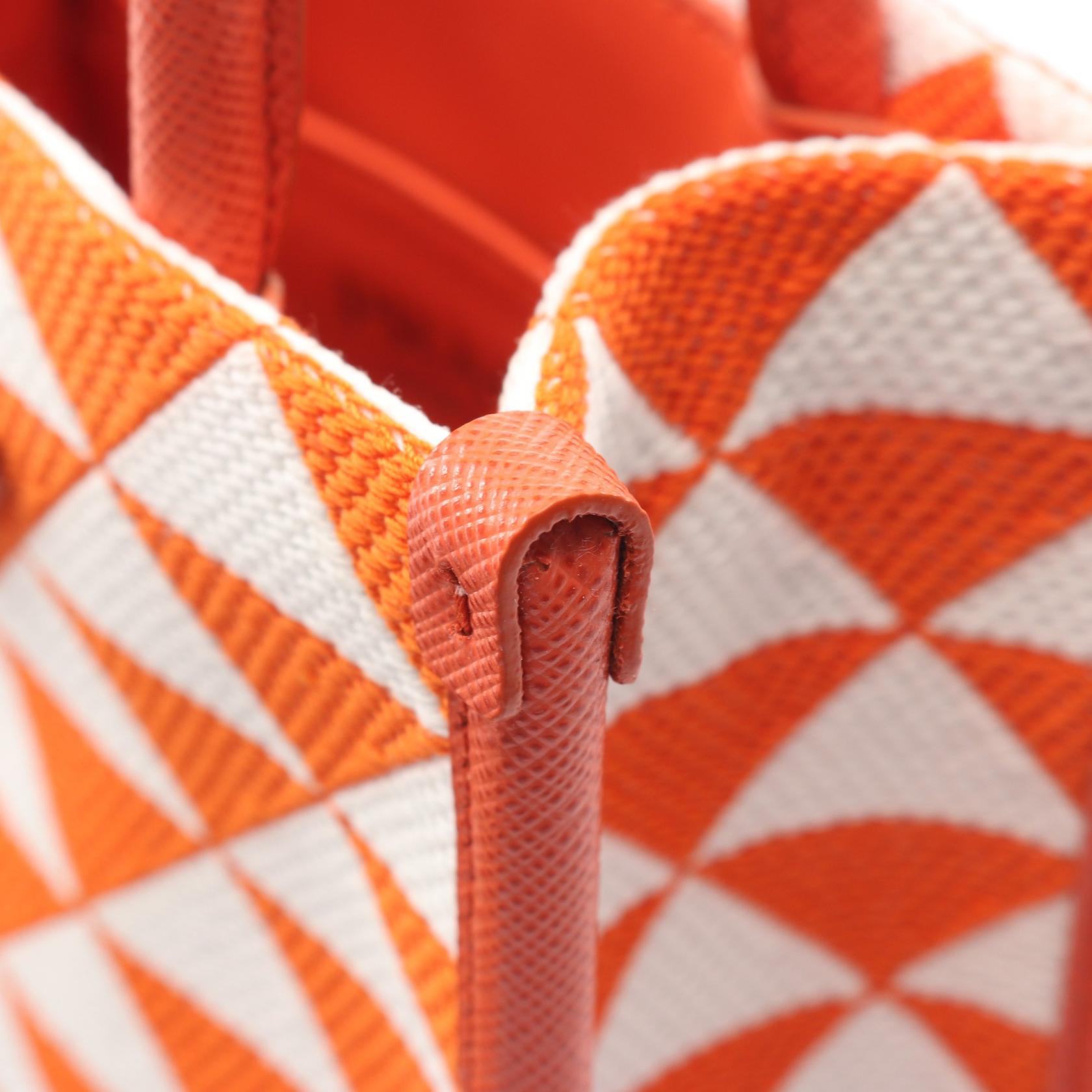 PRADA Mini shoulder Handbag 1BA355 canvas Saffiano leather Orange