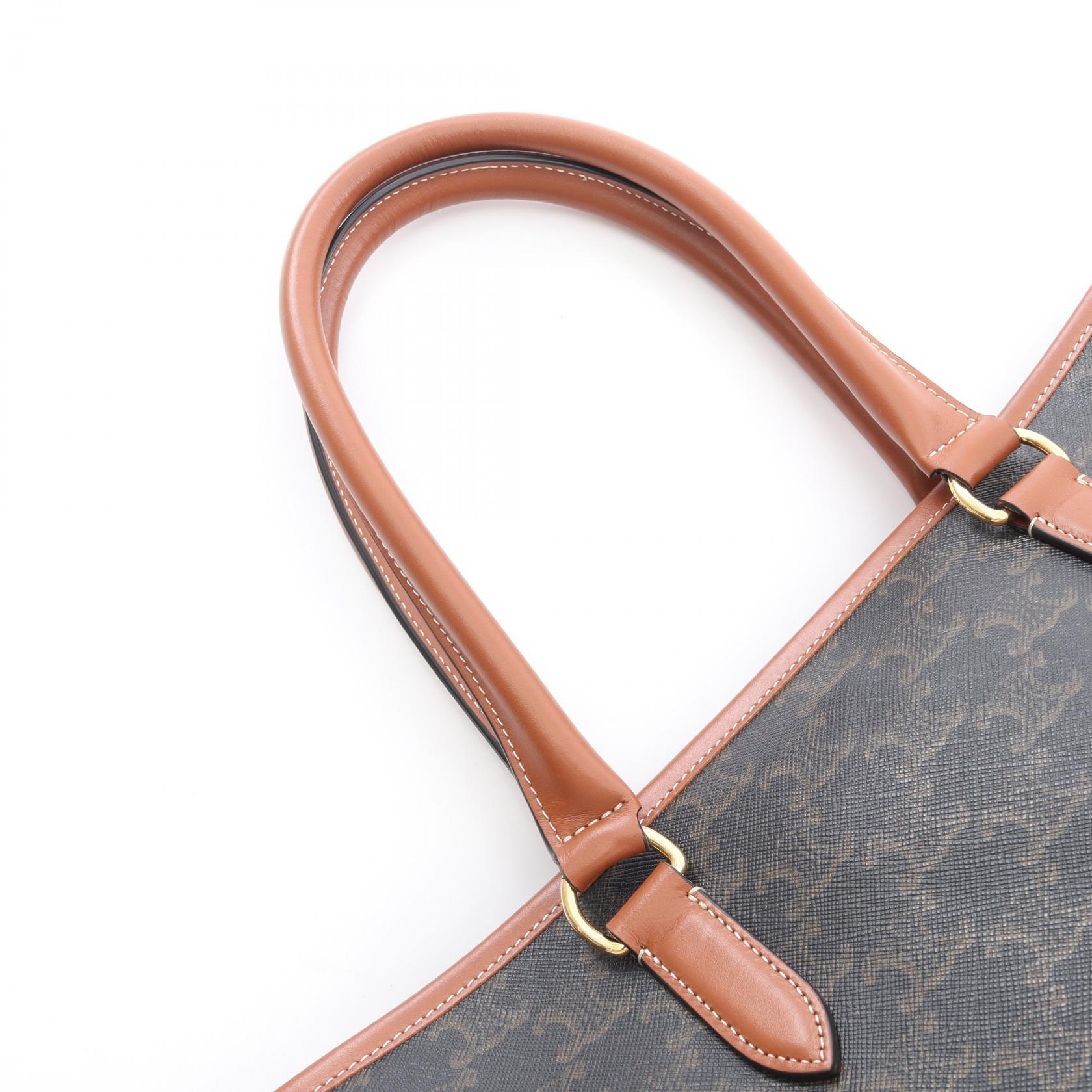 CELINE Horizontal Cabas Triomphe hand Bag 197912 canvas leather