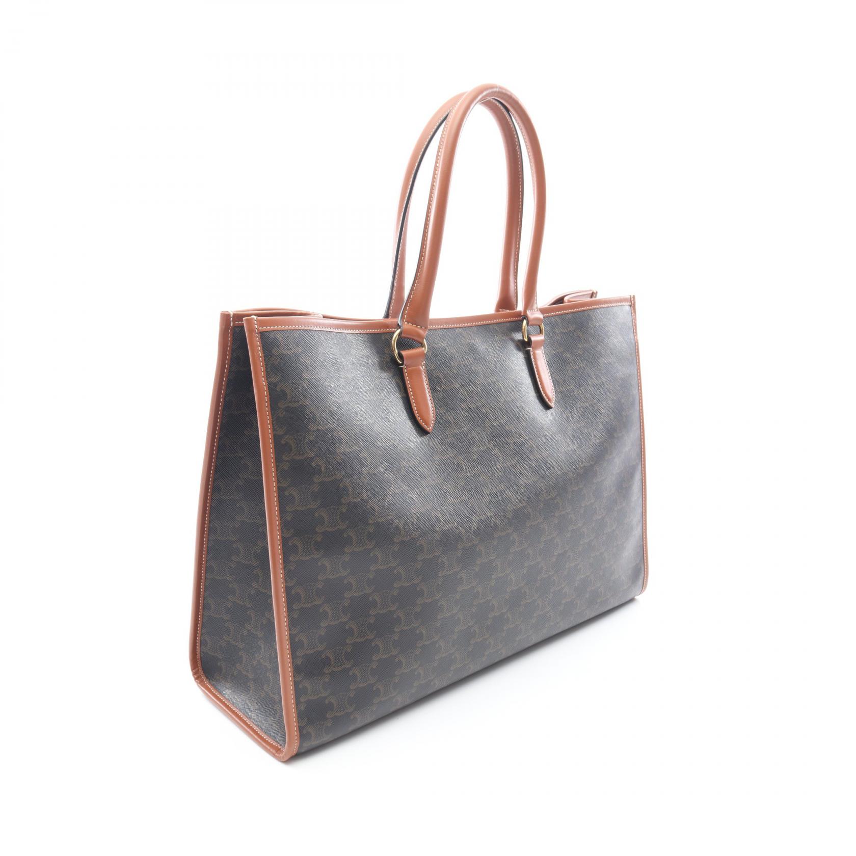 CELINE Horizontal Cabas Triomphe hand Bag 197912 canvas leather