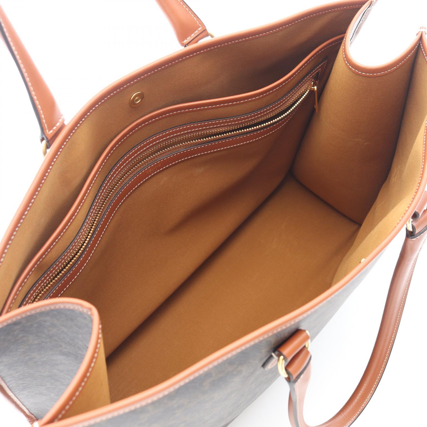 CELINE Horizontal Cabas Triomphe hand Bag 197912 canvas leather
