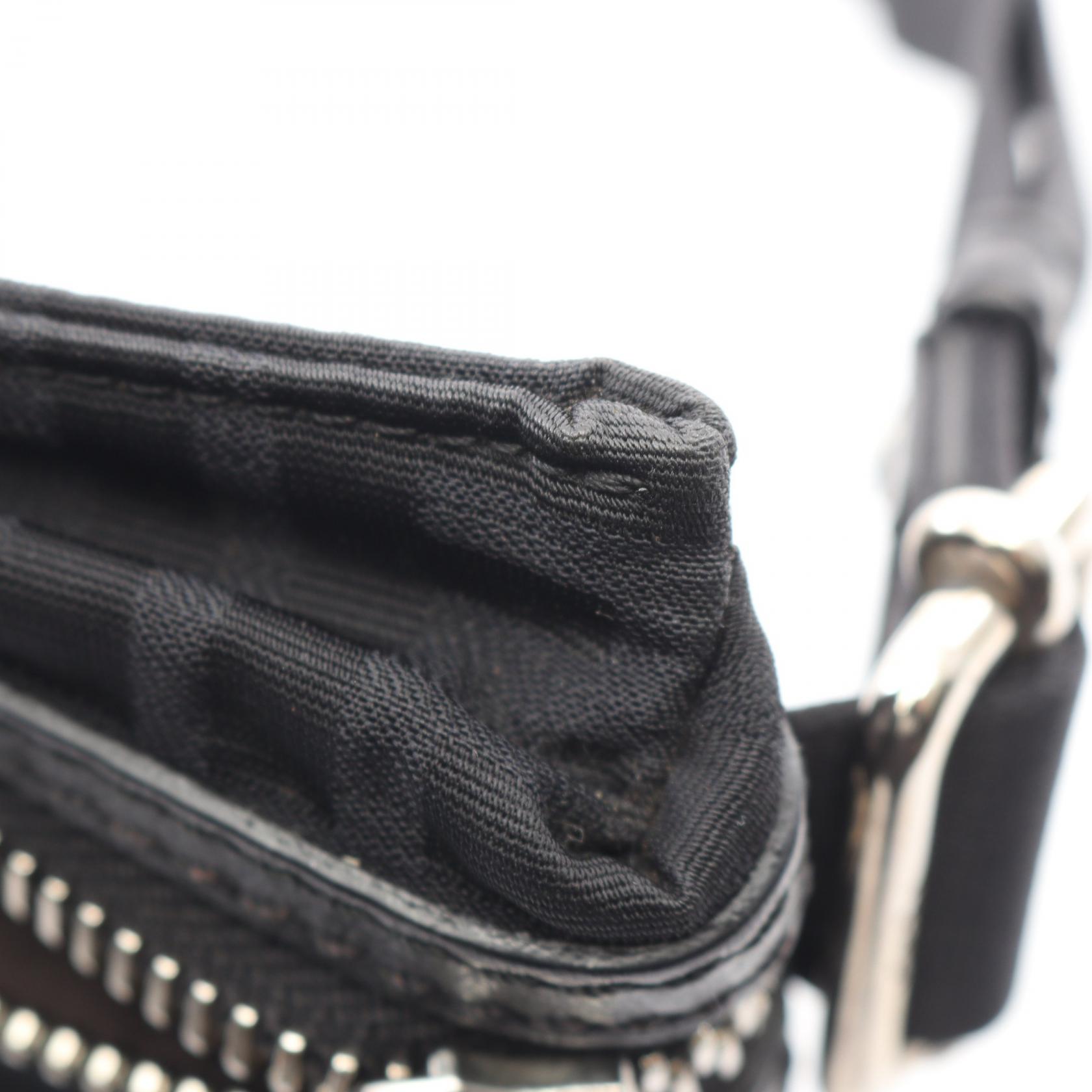 FENDI Zucca Belt Waist Bum Bag 7VA280 Nylon leather Black Used