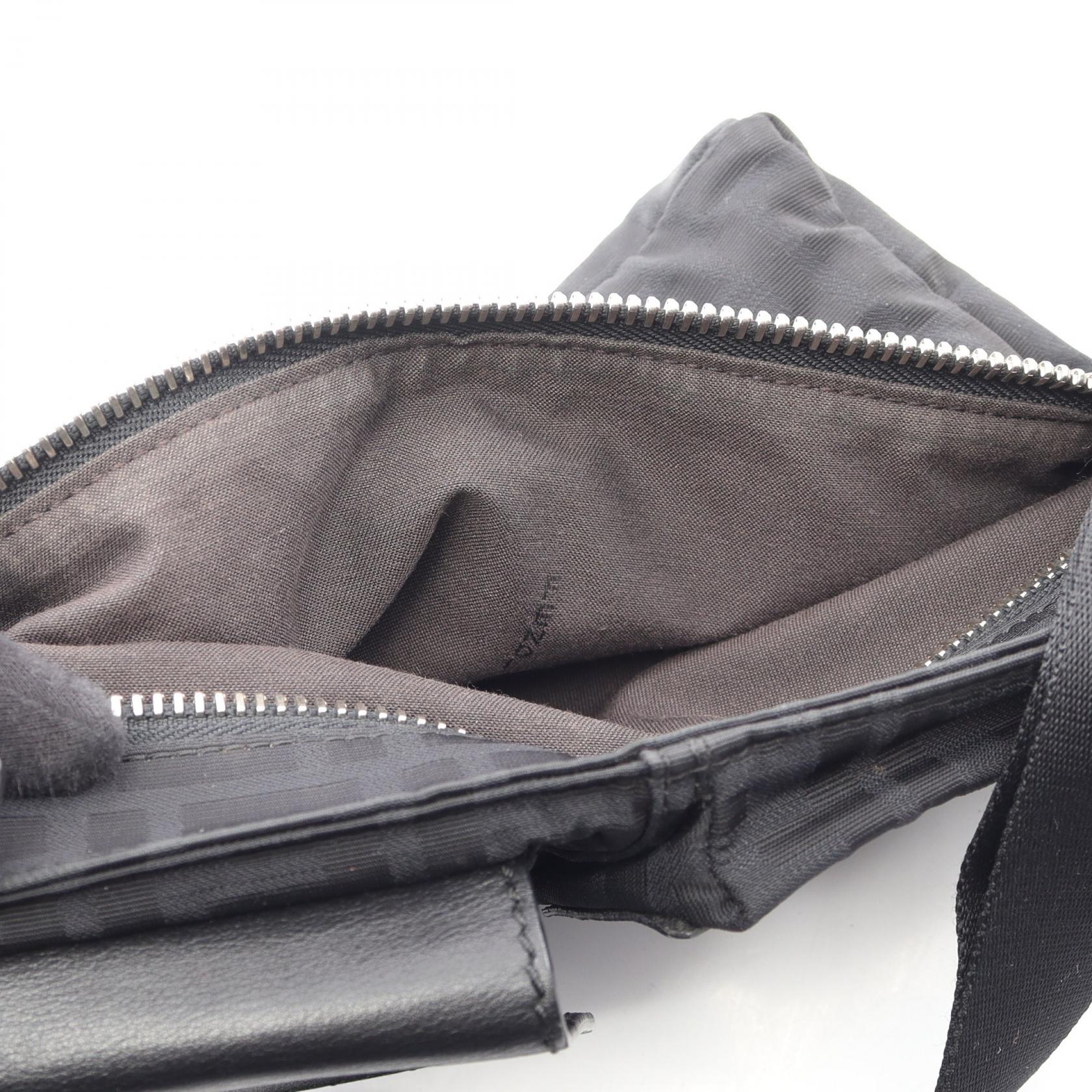 FENDI Zucca Belt Waist Bum Bag 7VA280 Nylon leather Black Used