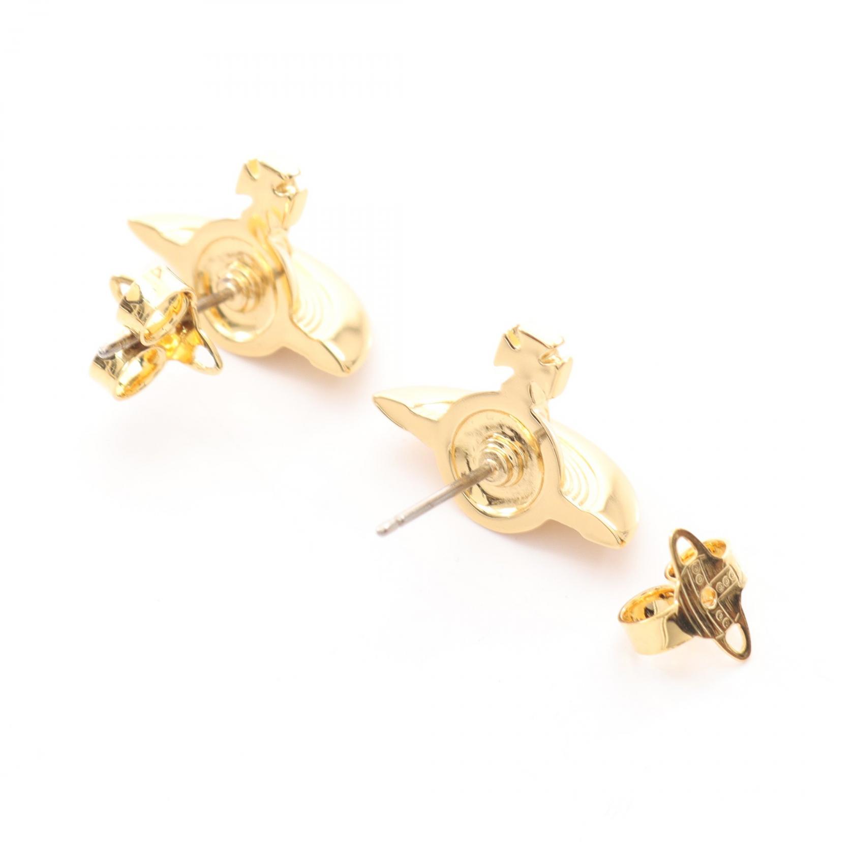 Vivienne Westwood SOLID ORB Pierced earrings Gold Plated NEW Women 