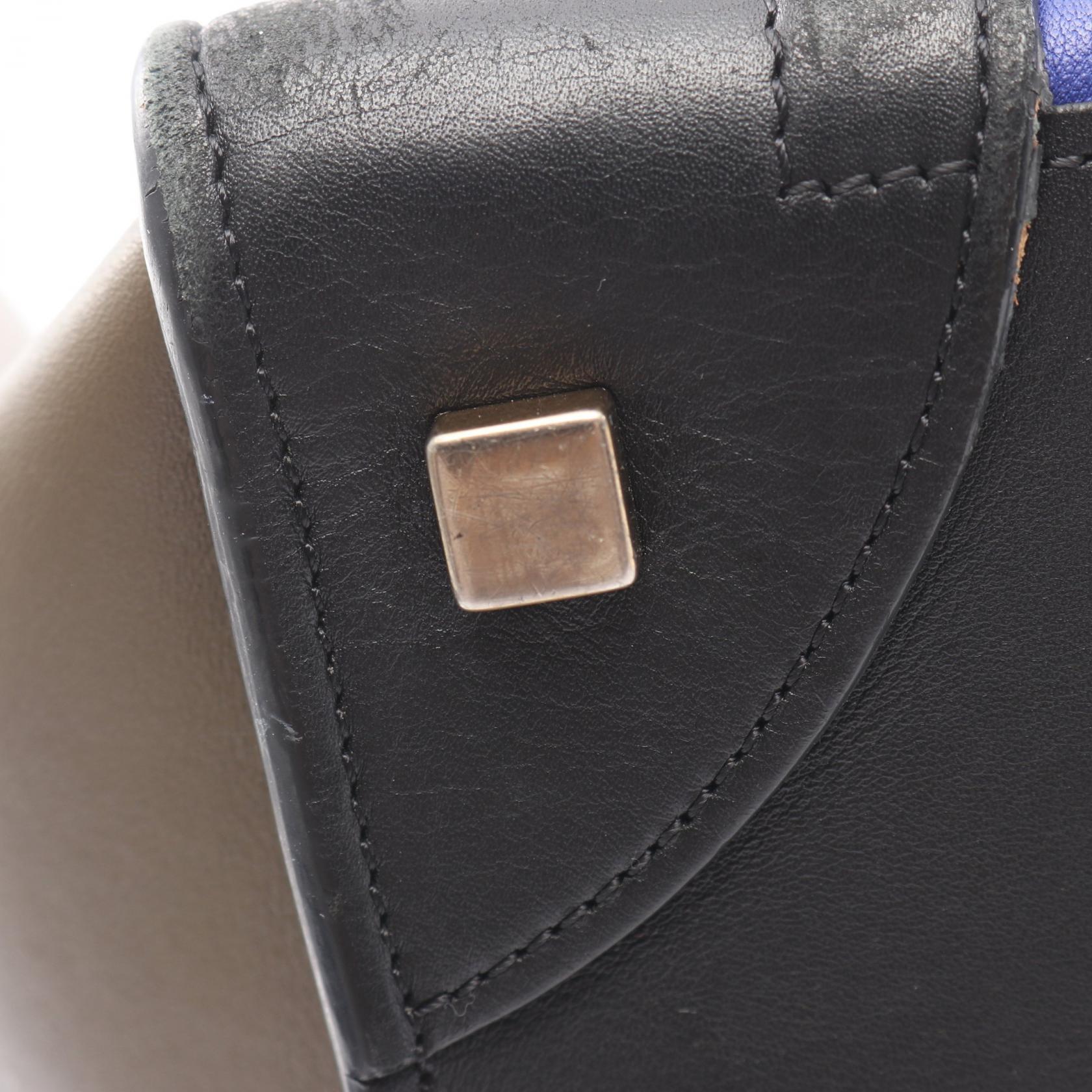 CELINE Luggage Mini Shopper Tote Handbag 189213 leather Black Gray