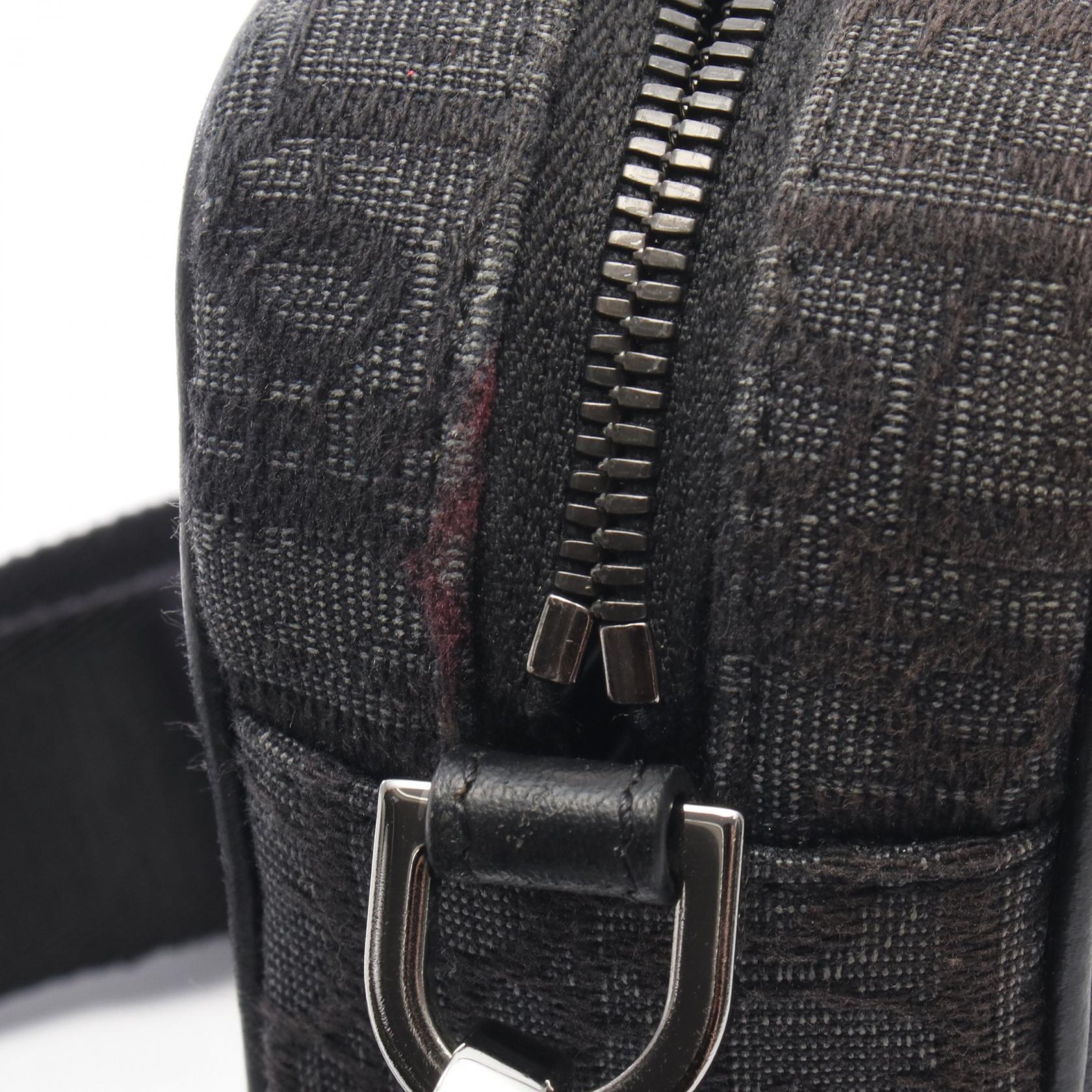 Christian Dior Safari Oblique Shoulder Bag canvas leather Black