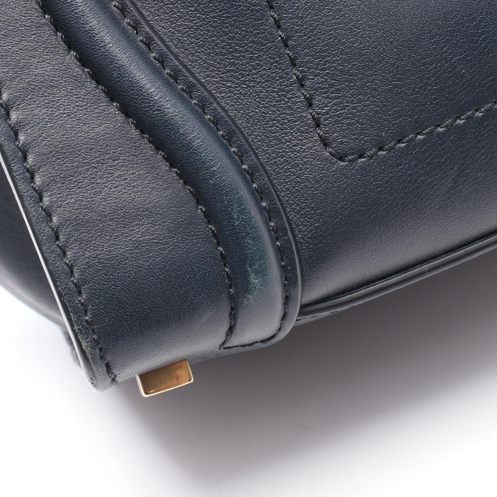 CELINE Luggage micro shopper Tote Bag 167793 leather Navy Used