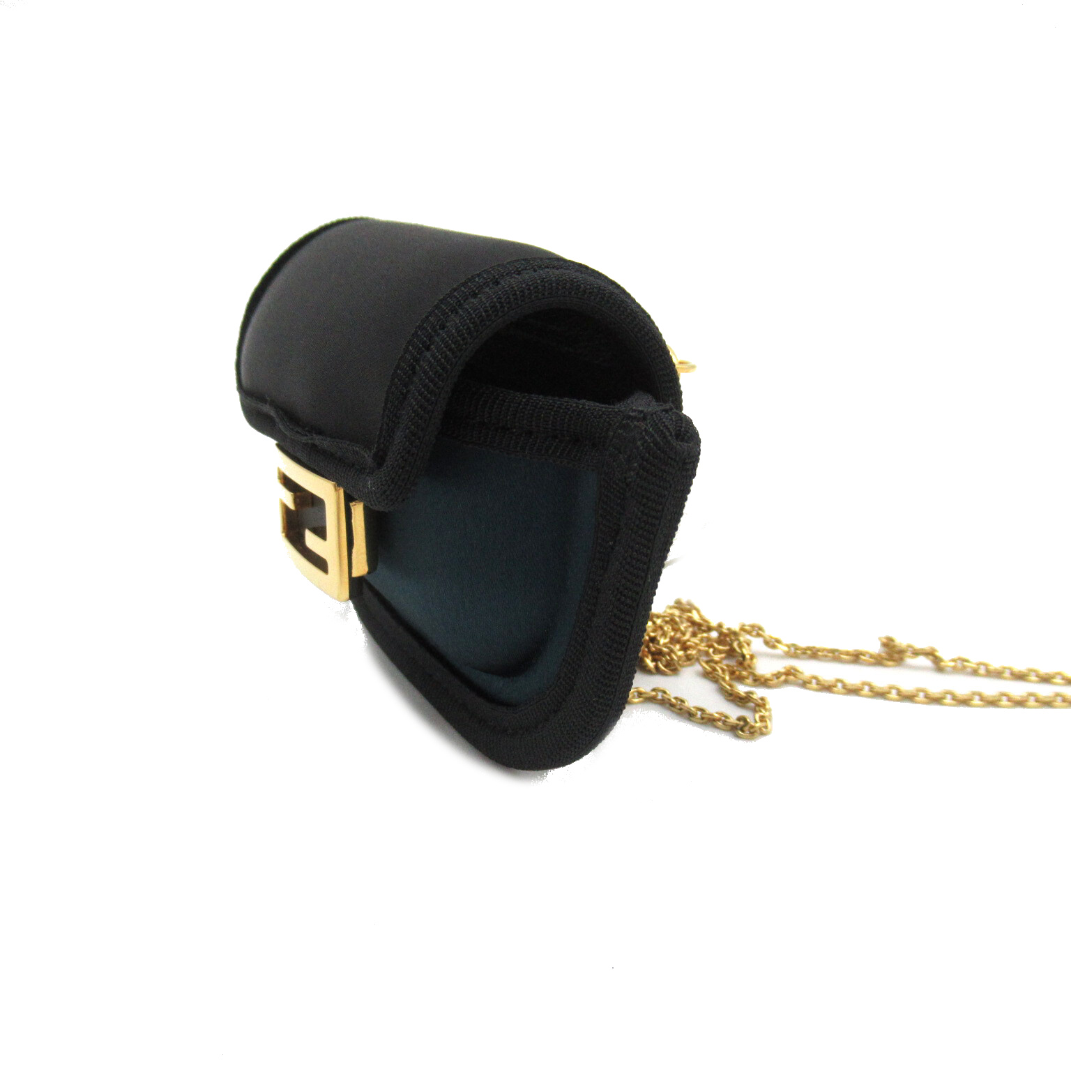 FENDI AirPods case chain shoulder crossbody bag silk Black