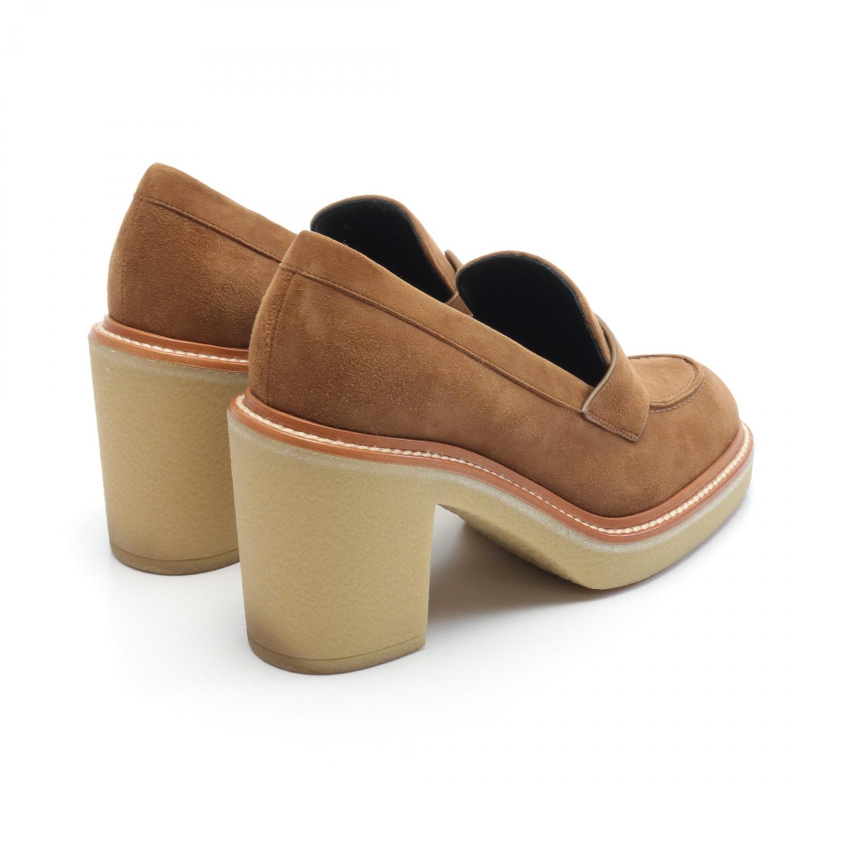 HERMES loafers pumps #36.5 heels Suede Brown Used | eBay