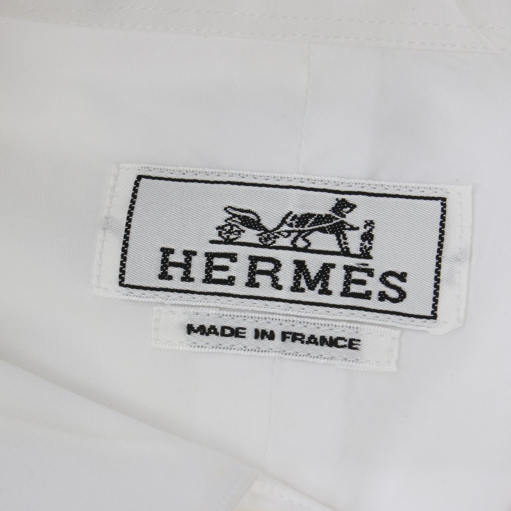 HERMES shirt #38 tops long sleeves cotton White Used | eBay