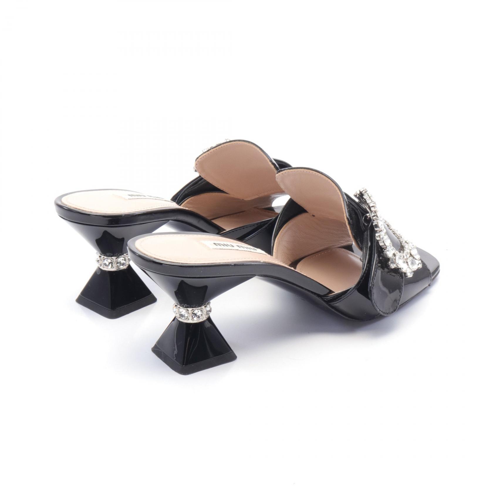 お中元 お歳暮 お年賀 夏 冬 年末年始のご挨拶 ギフト 通販な #37.5 Mule Miu Miu shoes Patent rhinestones sandals heels ワンピース