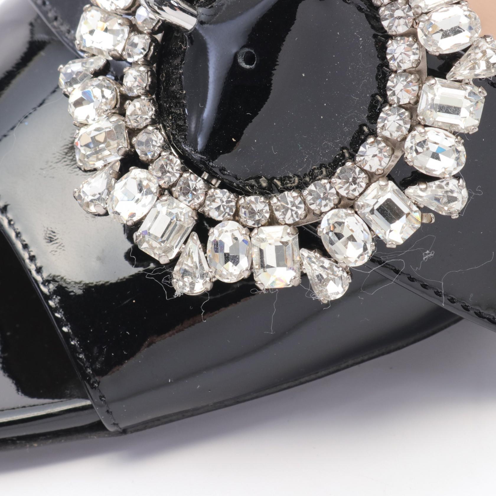 Miu Miu Mule #37.5 shoes heels sandals rhinestones Patent