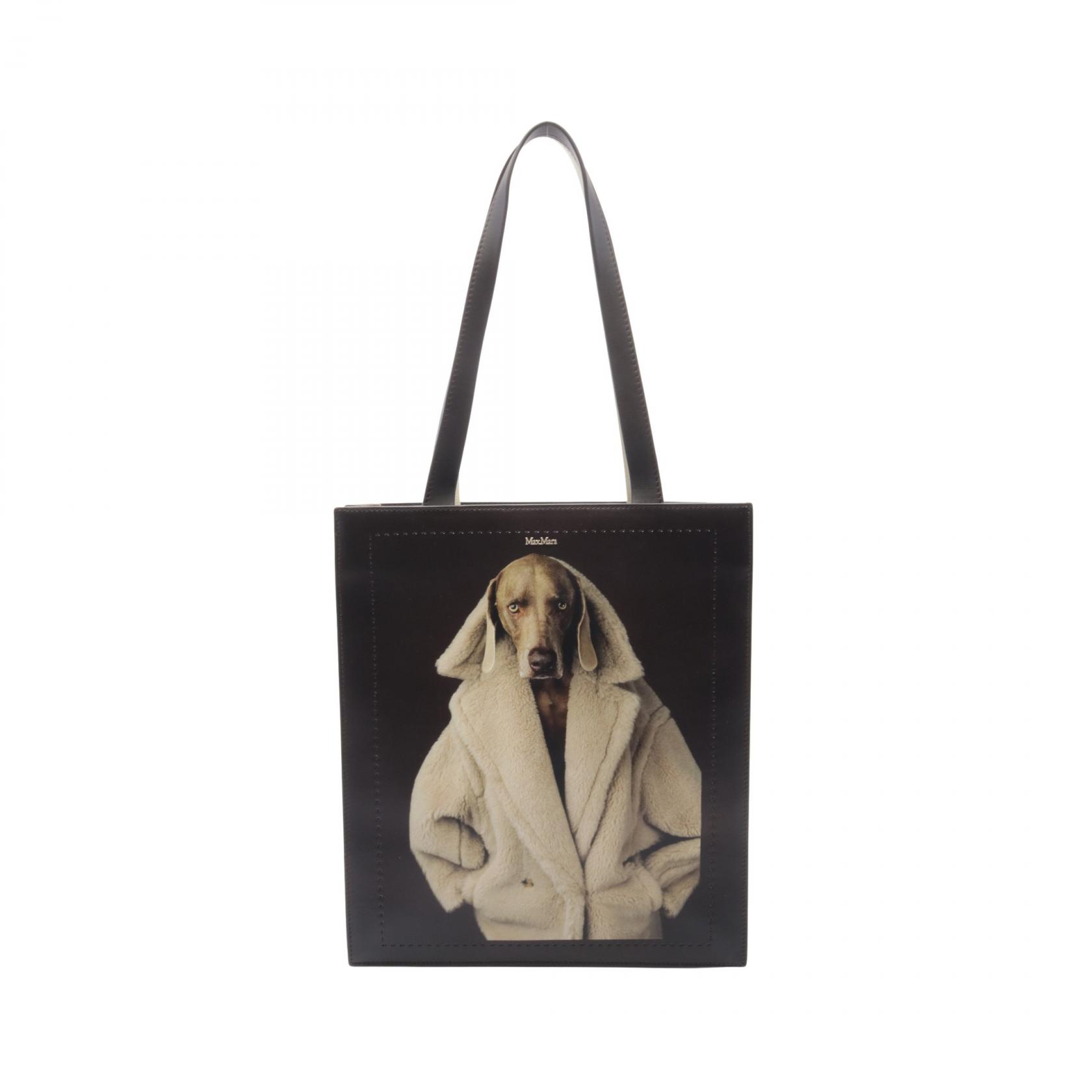 MAX MARA Teddy Hund Tasche Leder braun beige gebraucht Damen