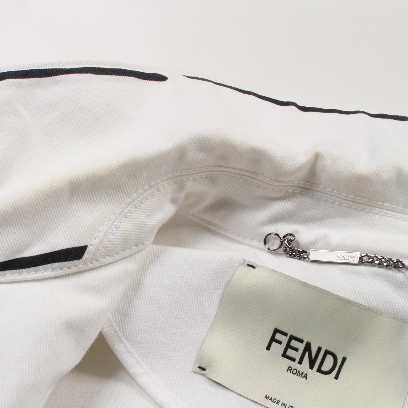 FENDI Joshua Vides Denim Jacket #40 FLF545 cotton White Black Used