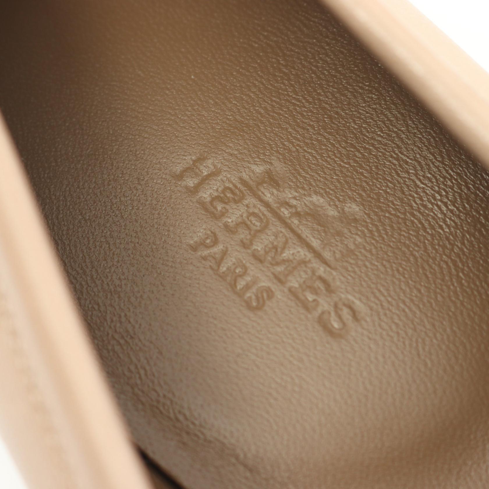 HERMES moccasin paris loafers shoes #37 leather Beige Women