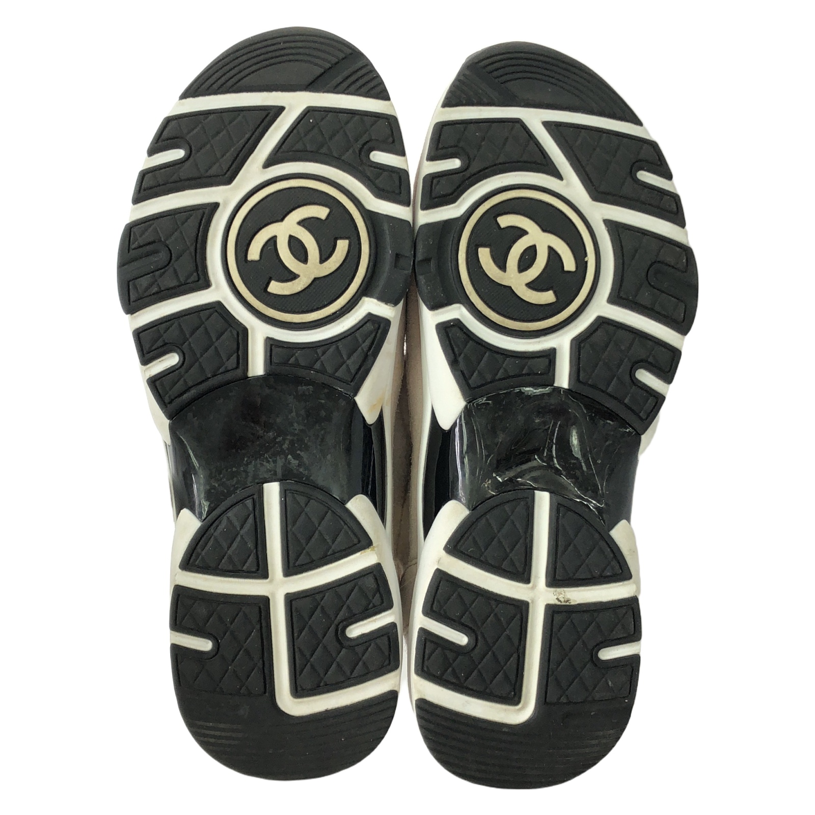 靴 CHANEL 37 CHANEL sneakers Coco Mark #37 Ladies Ivory/Black Fabric