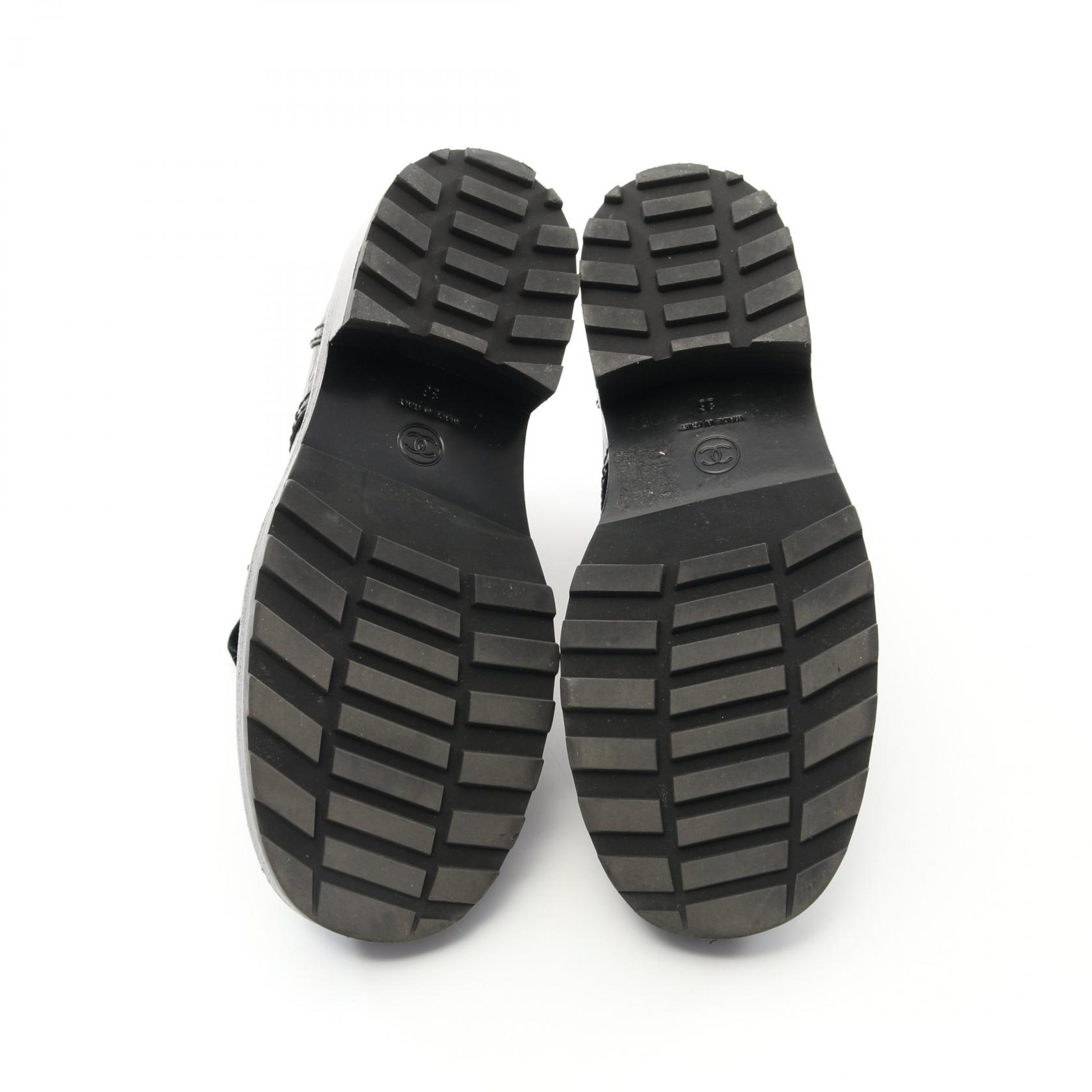 CHANEL COCO Mark short lace-up boots shoes #36 G35154 leather