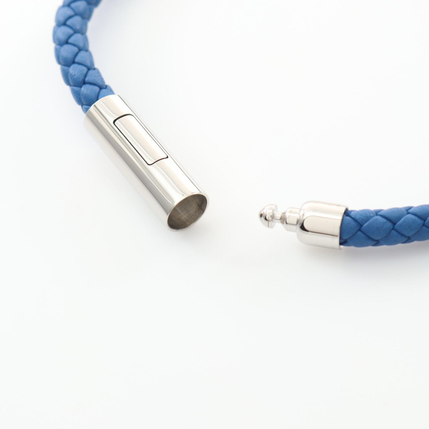 HERMES 【Goliath bracelet】メンズ ブレスレット HERMES Goliath Bracelet leather Stainless Steel Blue Used
