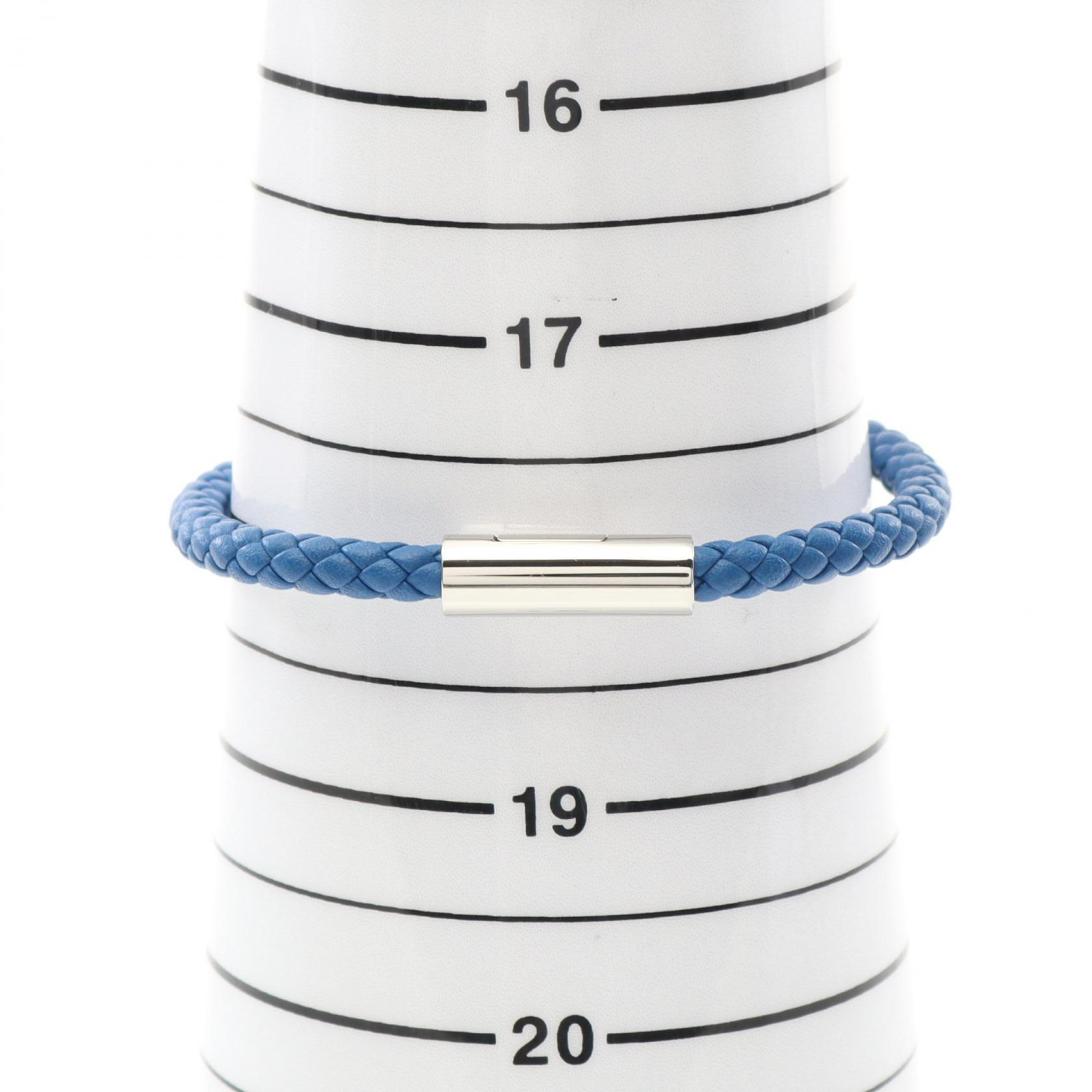 HERMES 【Goliath bracelet】メンズ ブレスレット HERMES Goliath Bracelet leather Stainless Steel Blue Used