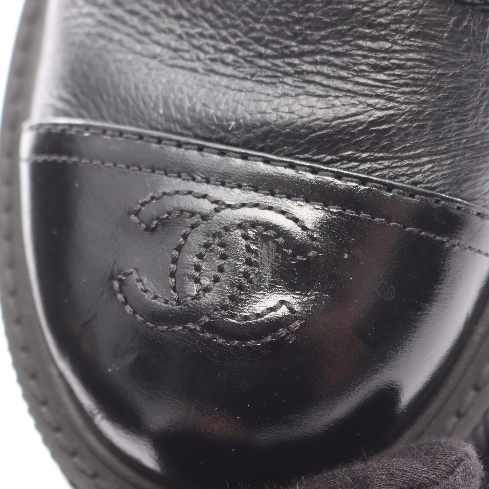 CHANEL COCO Mark lace-up short boots G45124 leather Black Women