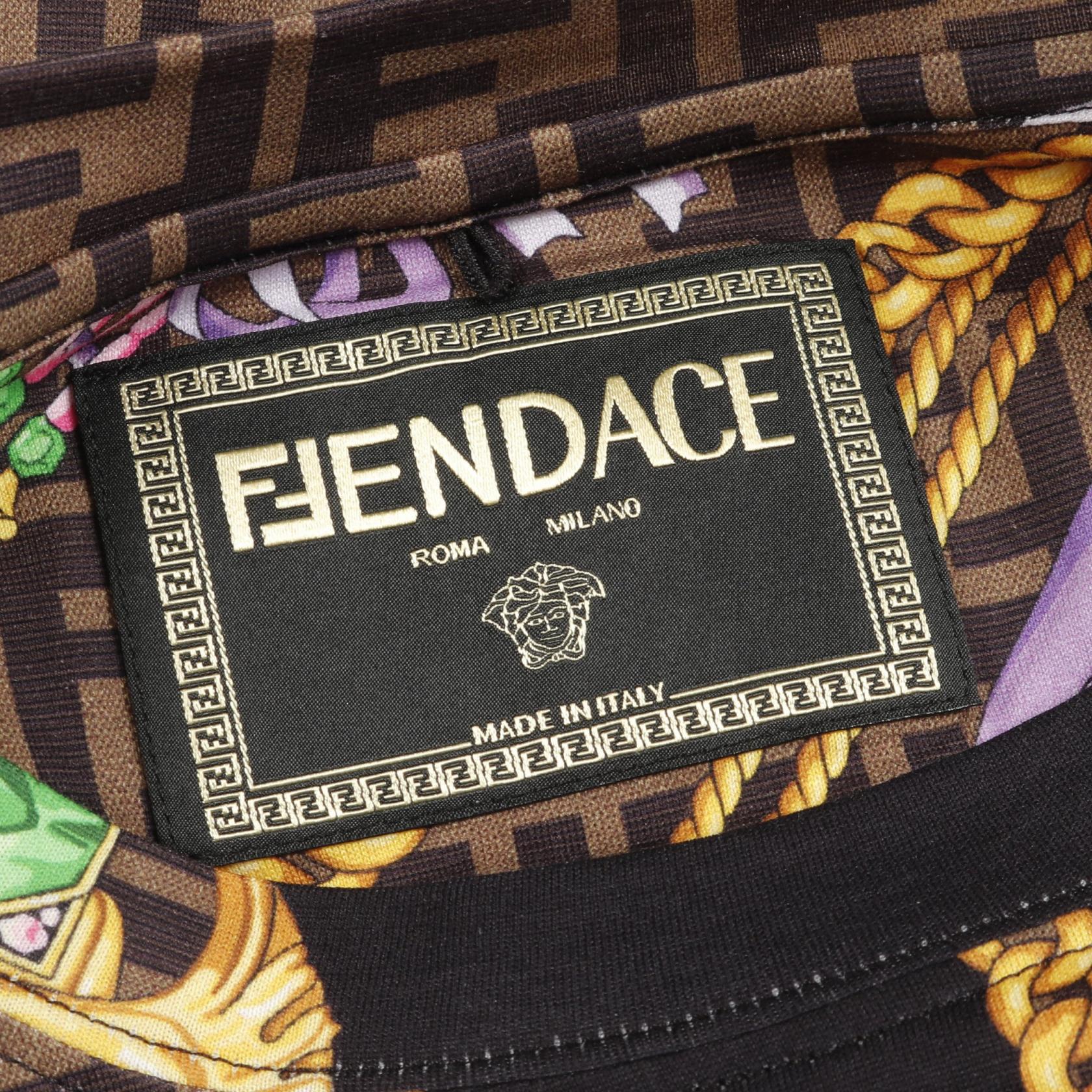 FENDI × VERSACE FENDACE T-shirt FS7254 AK6F cotton Brown Used