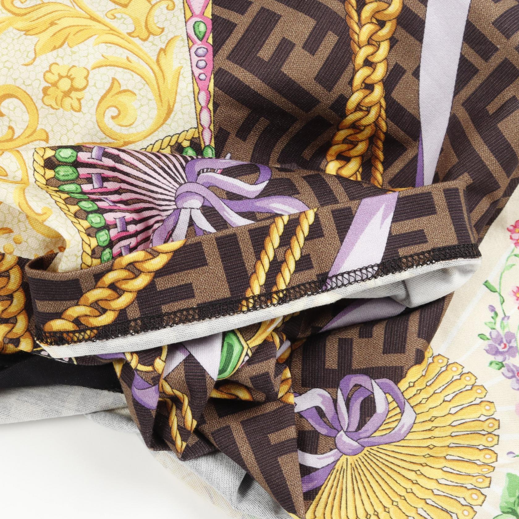 FENDI × VERSACE FENDACE T-shirt FS7254 AK6F cotton Brown Used