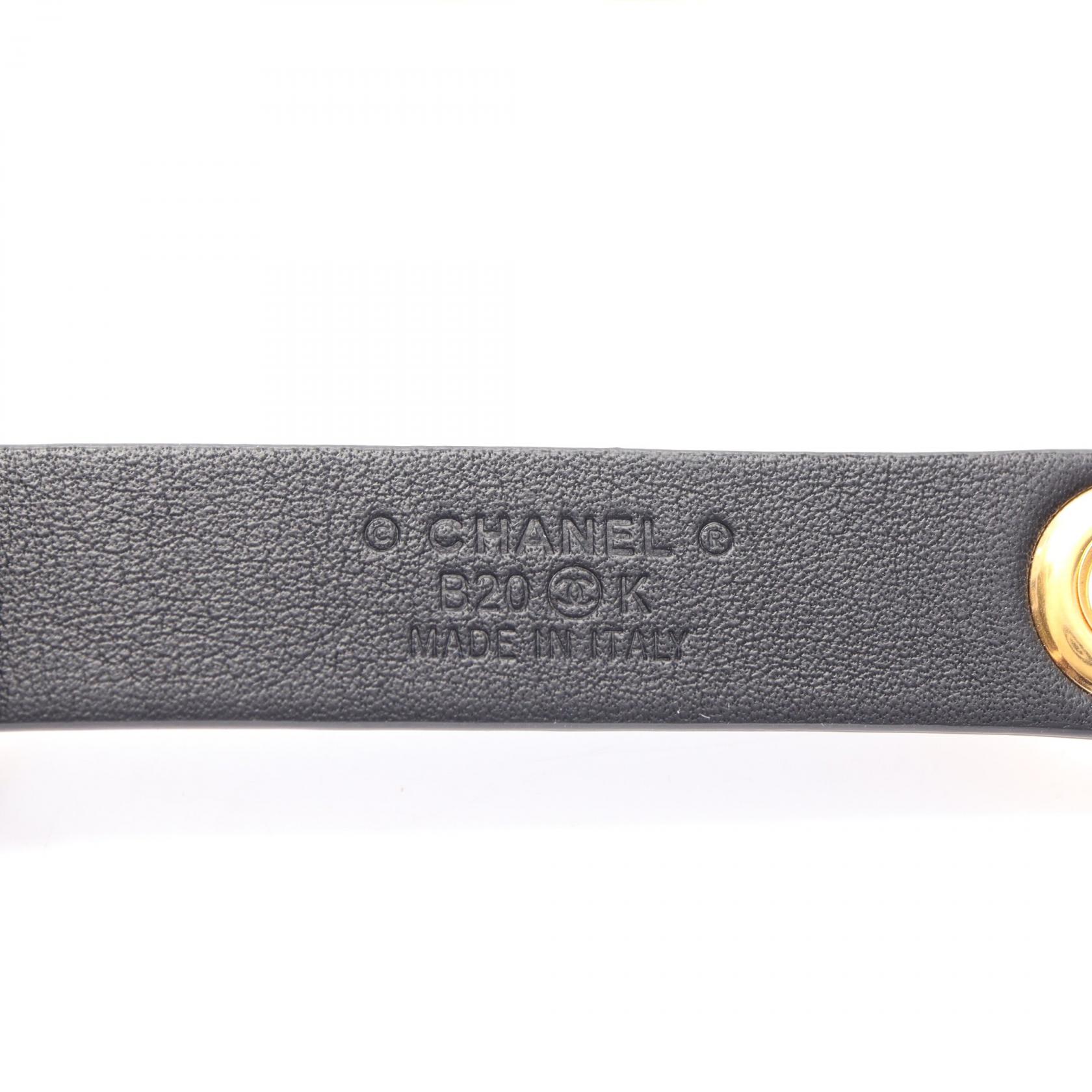 Chanel Coco Mark Belt, Gold and Black Plated Leather, Women\'s, CHANEL Chanel Coco Mark 31 RUE CAMBON PARIS medal motif chain belt  main image 4