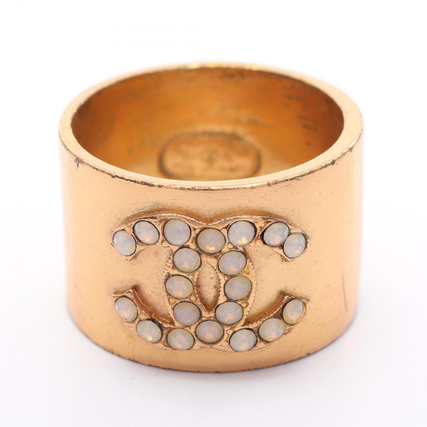 CHANEL CC Logo Ring Gold Plated Gold Used Size 6.5 COCO Mark | eBay