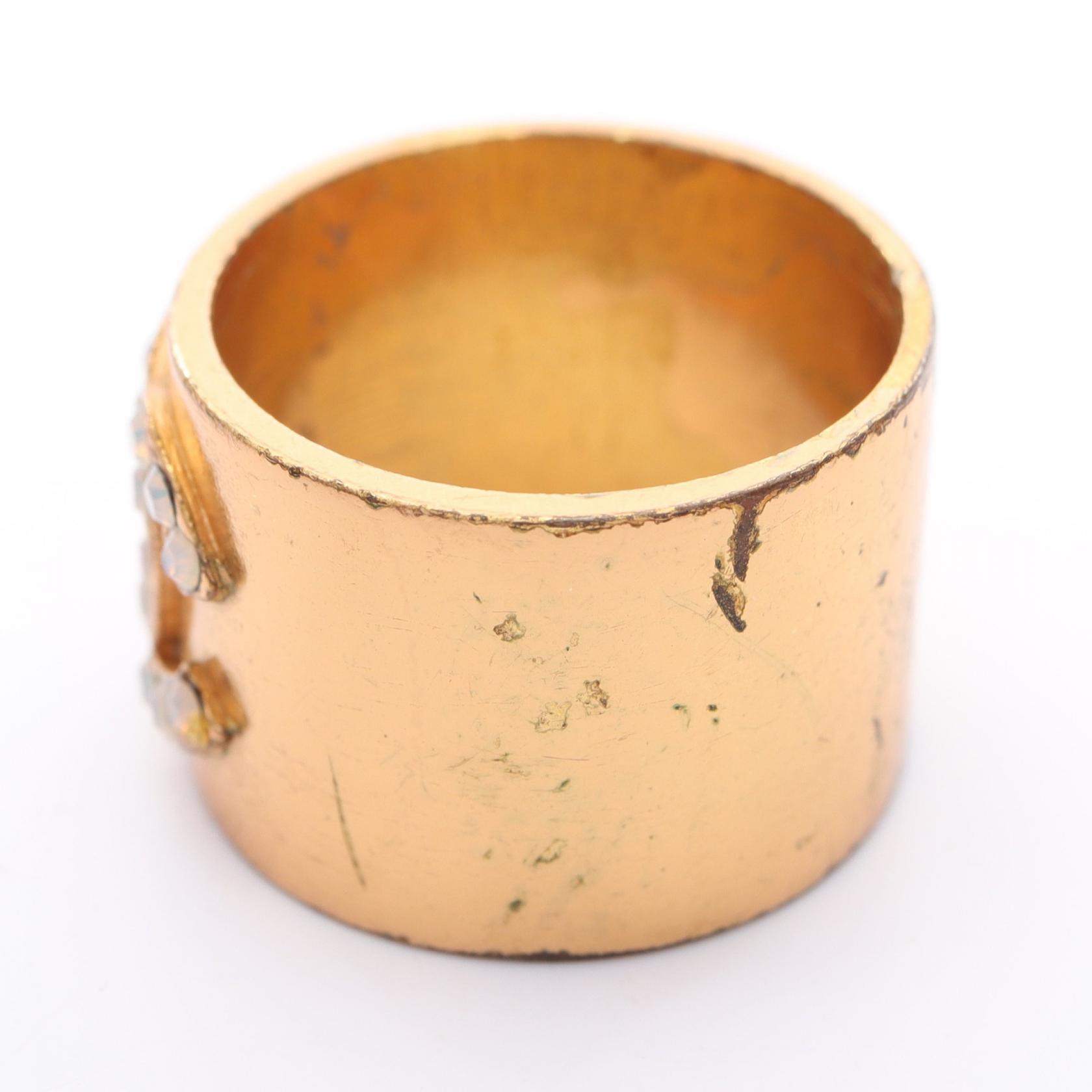 CHANEL CC Logo Ring Gold Plated Gold Used Size 6.5 COCO Mark 