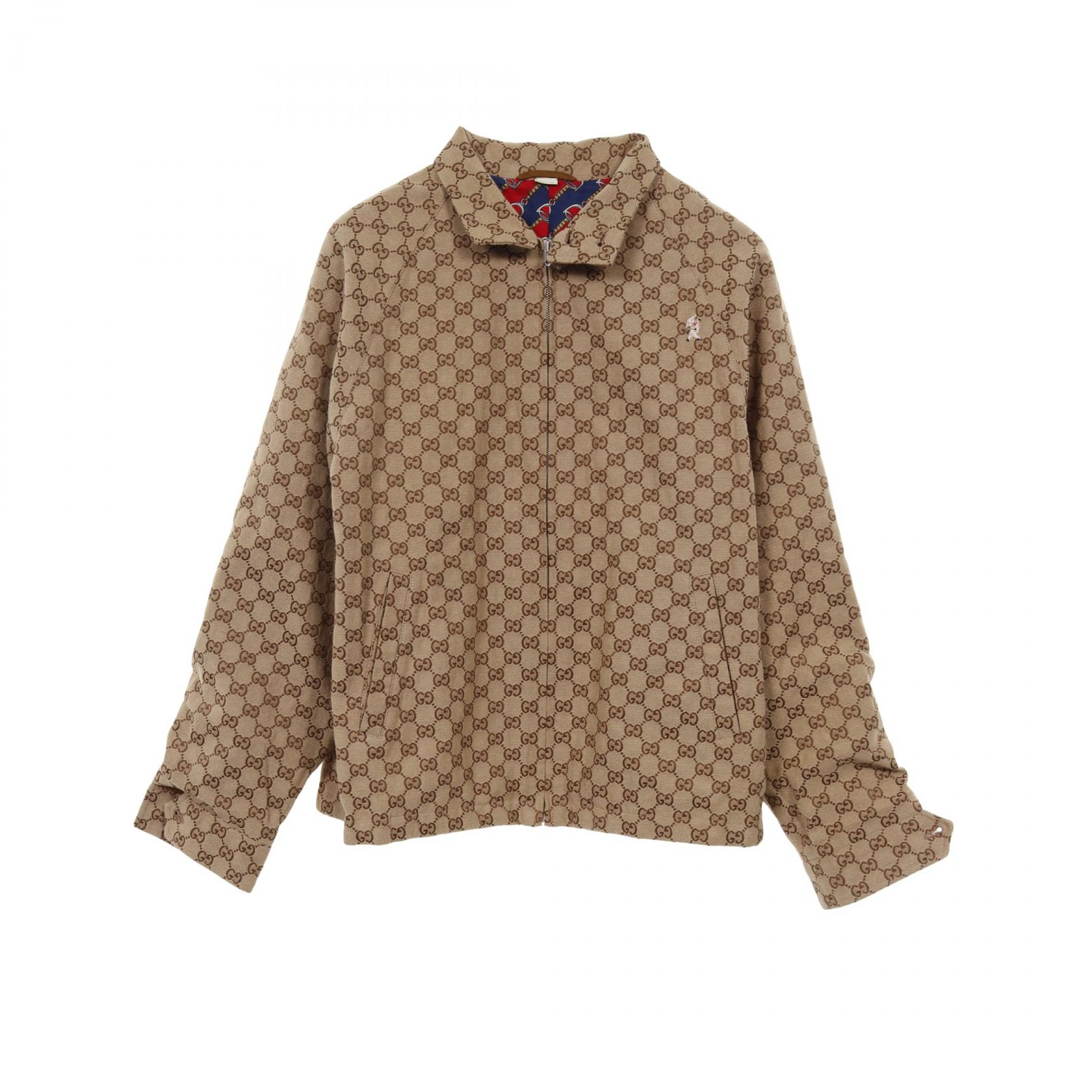 GUCCI GG jacquard zip-up jacket Blouson Cotton Polyester Beige
