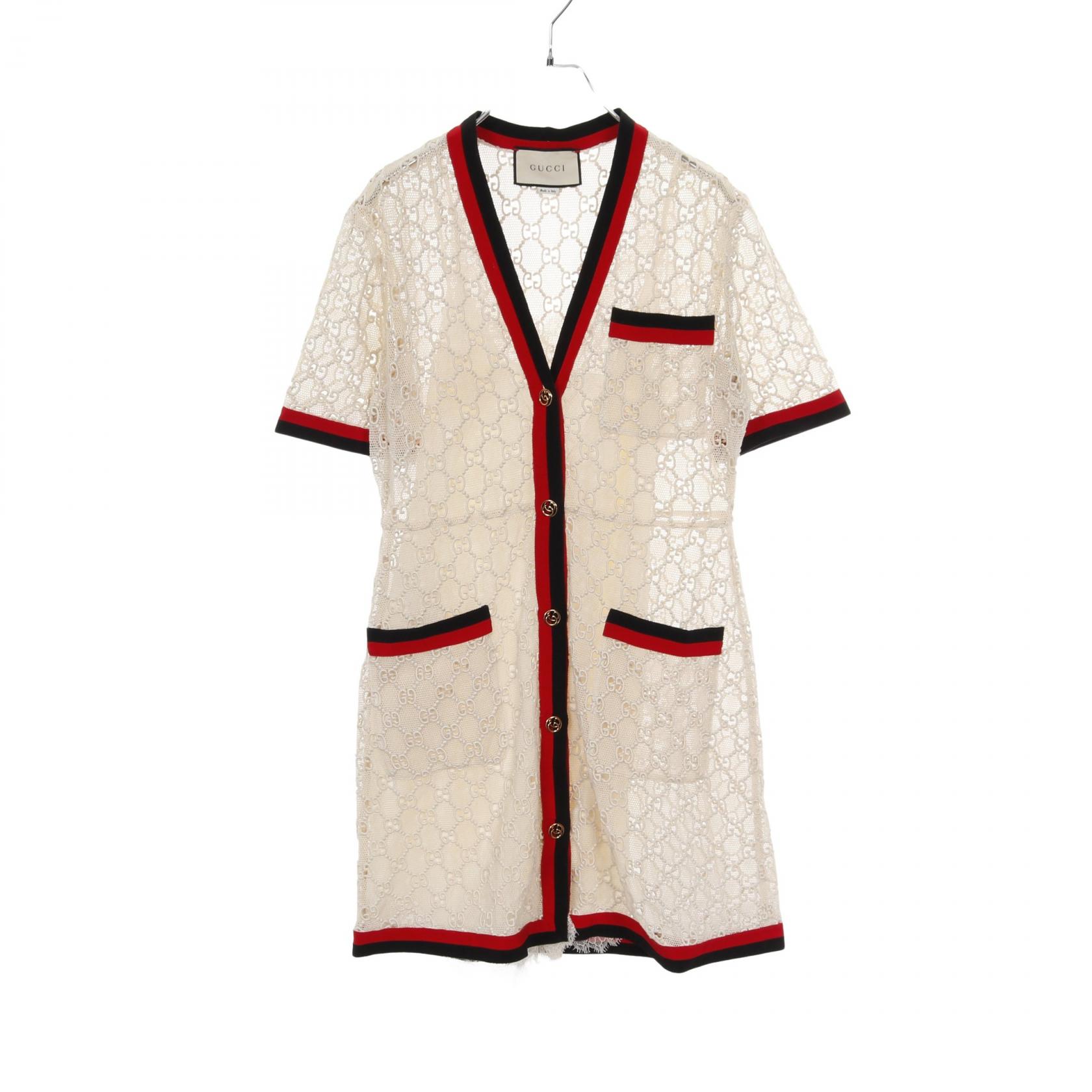 GUCCI Sherry line Dress 519346 cotton Beige Multicolor Used Women