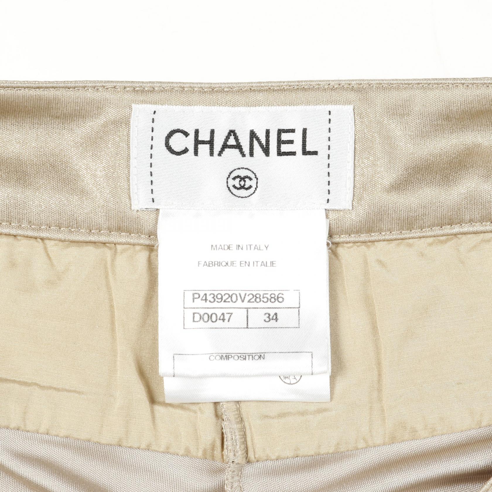 CHANEL COCO Mark Button Pants P43920V28586 polyester Gold Used