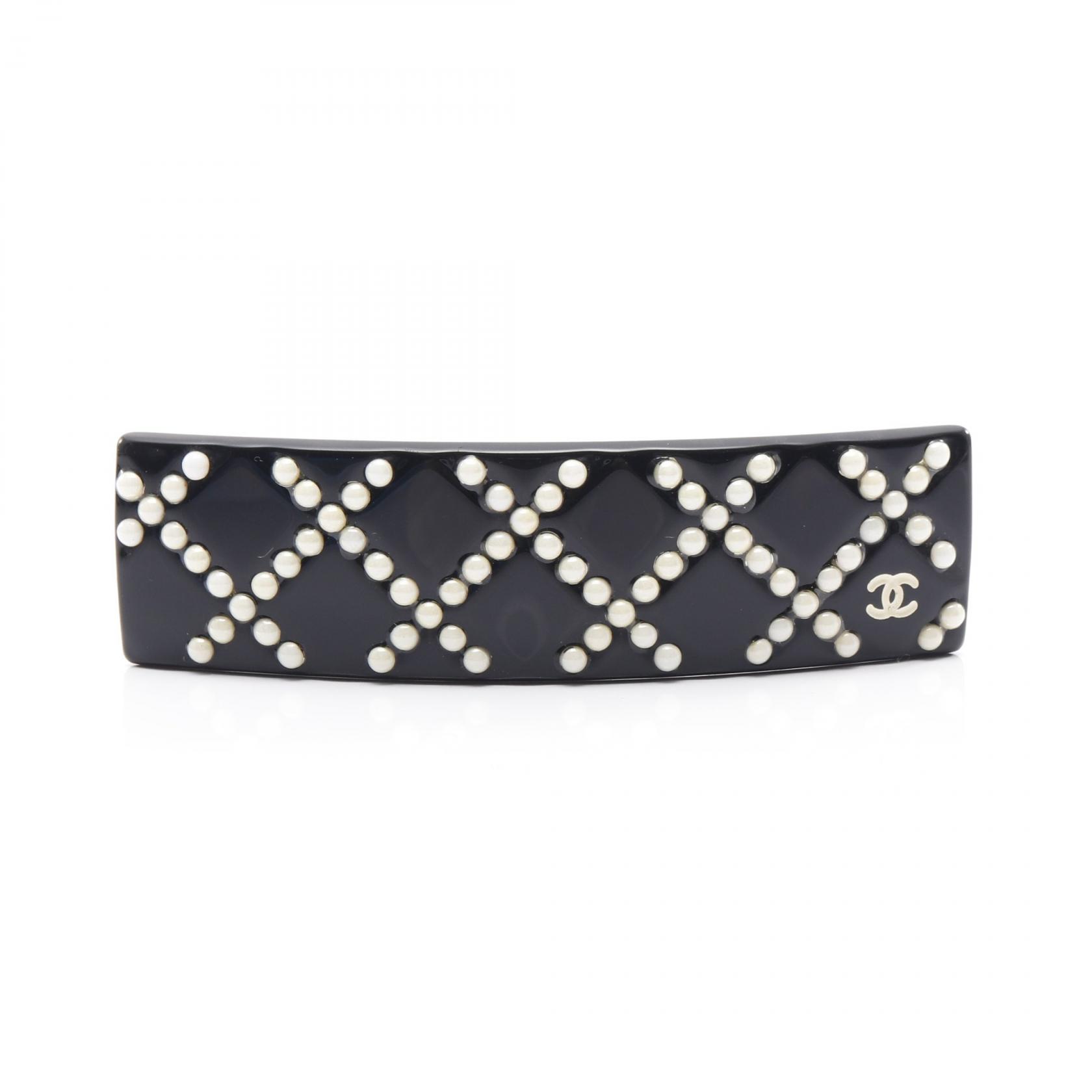 CHANEL Matelasse COCO Mark Hair clip Accessory Plastic Black  display picture 2