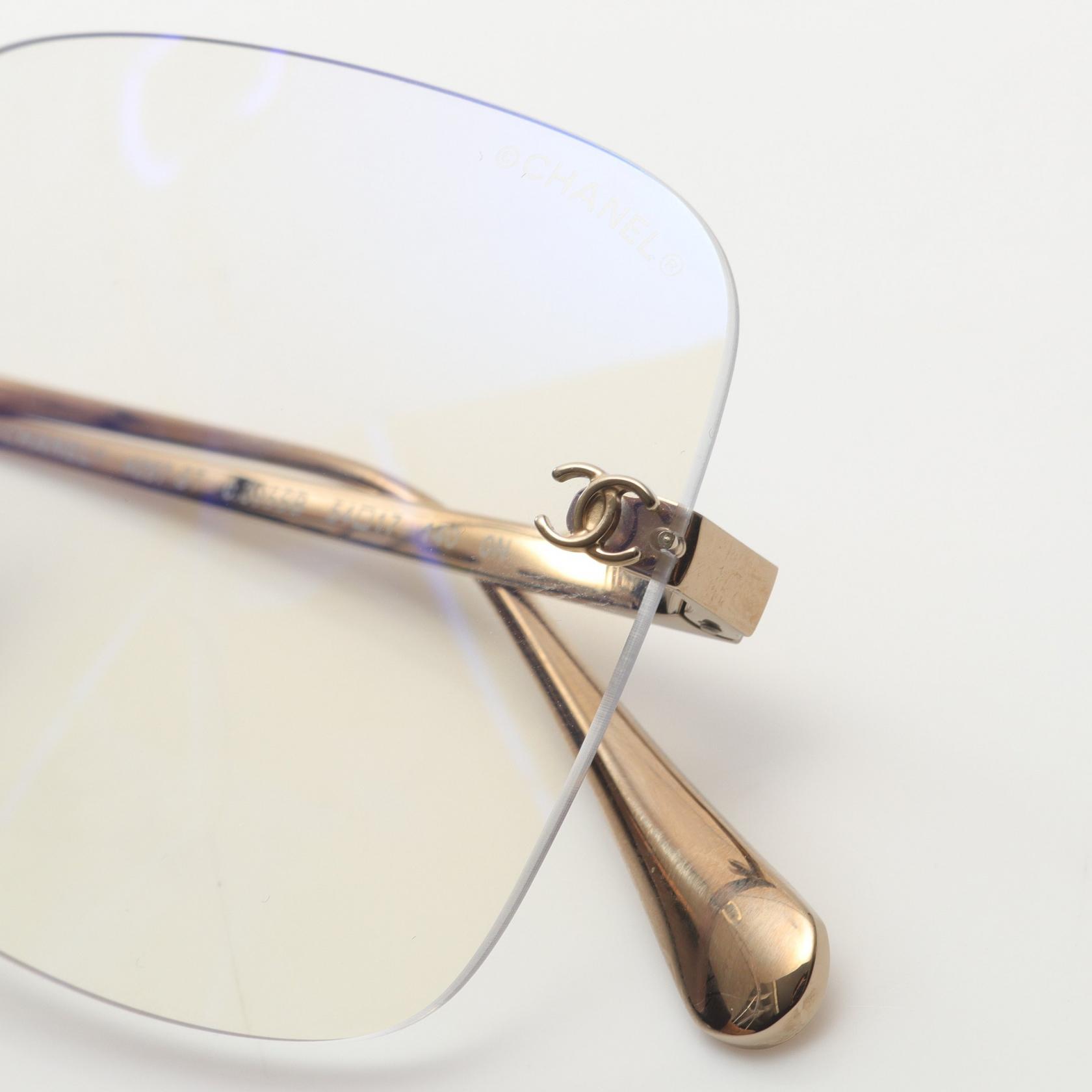 CHANEL COCO Mark sunglasses Gold Plated Plastic Used Women CC | eBay