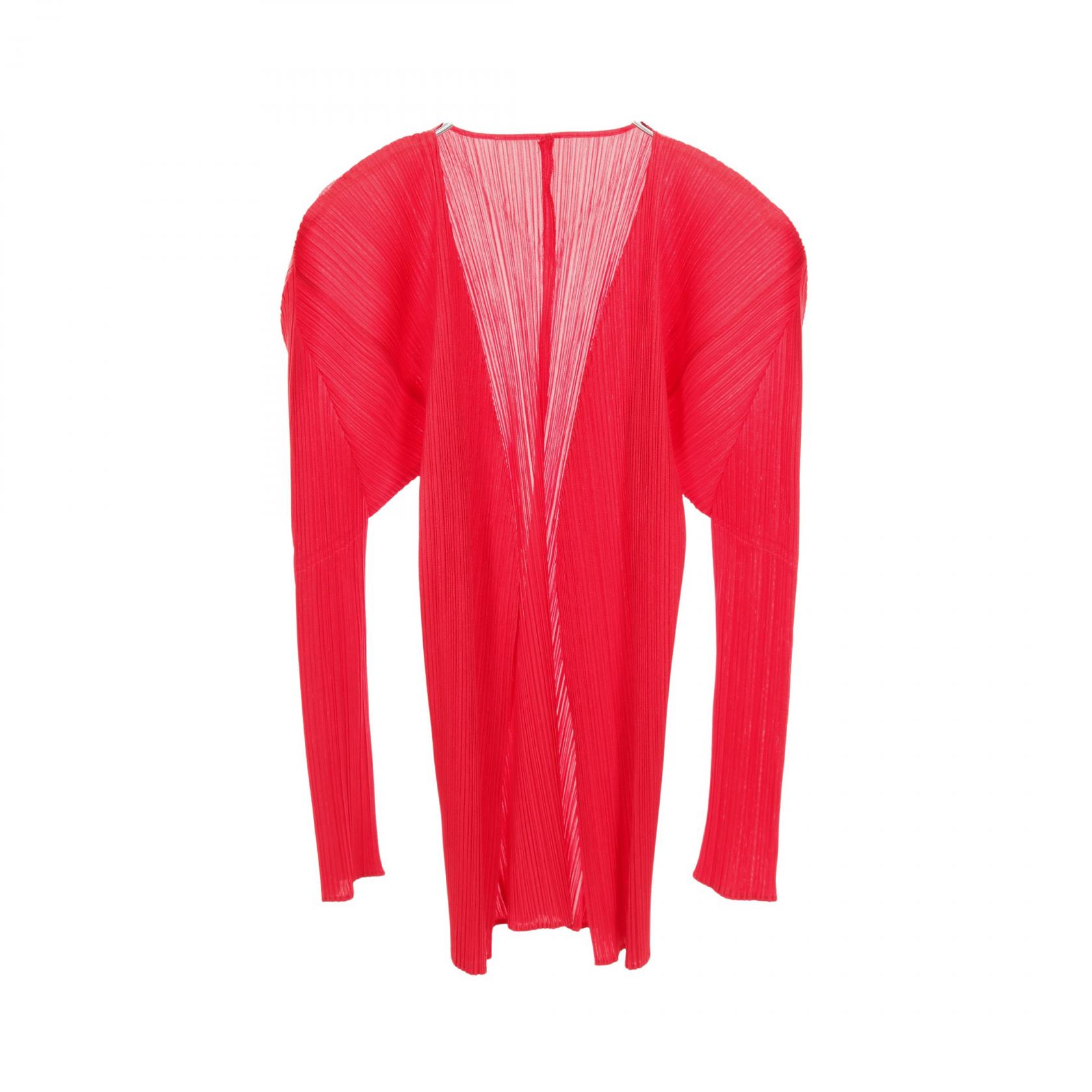 PLEATS PLEASE Pleated Cardigan PP04-J0607 polyester Red #3 Used