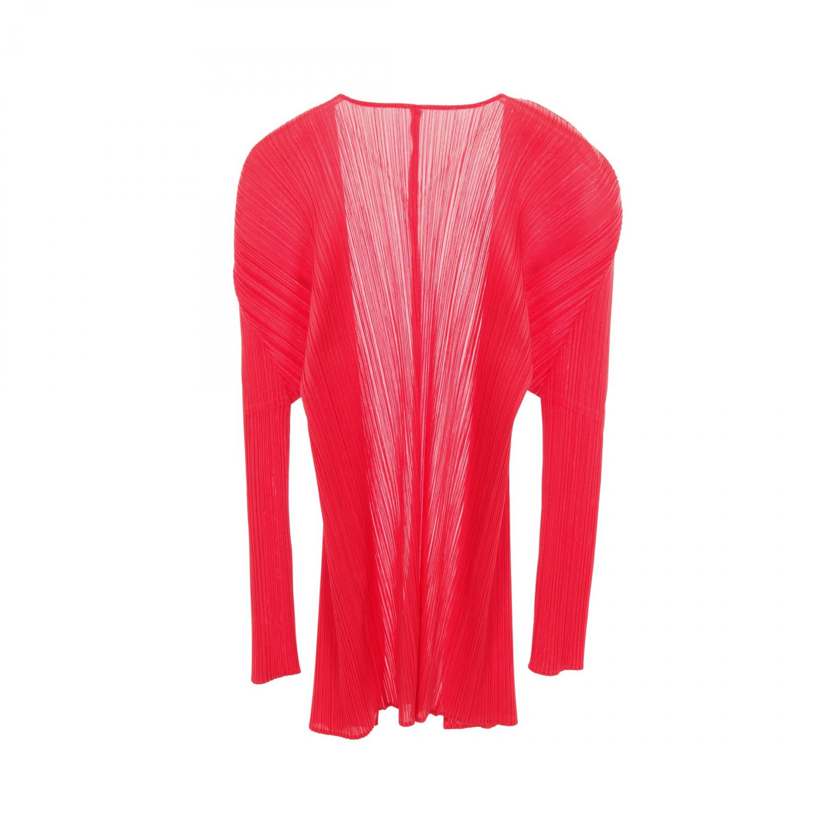 PLEATS PLEASE Pleated Cardigan PP04-J0607 polyester Red #3 Used