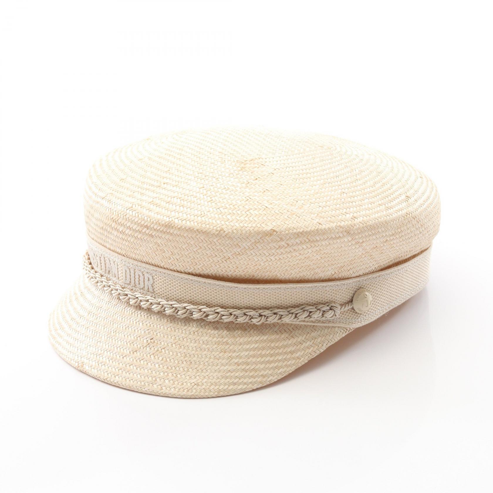 Christian Dior travel cap casquette hats 62cm straw Beige Used