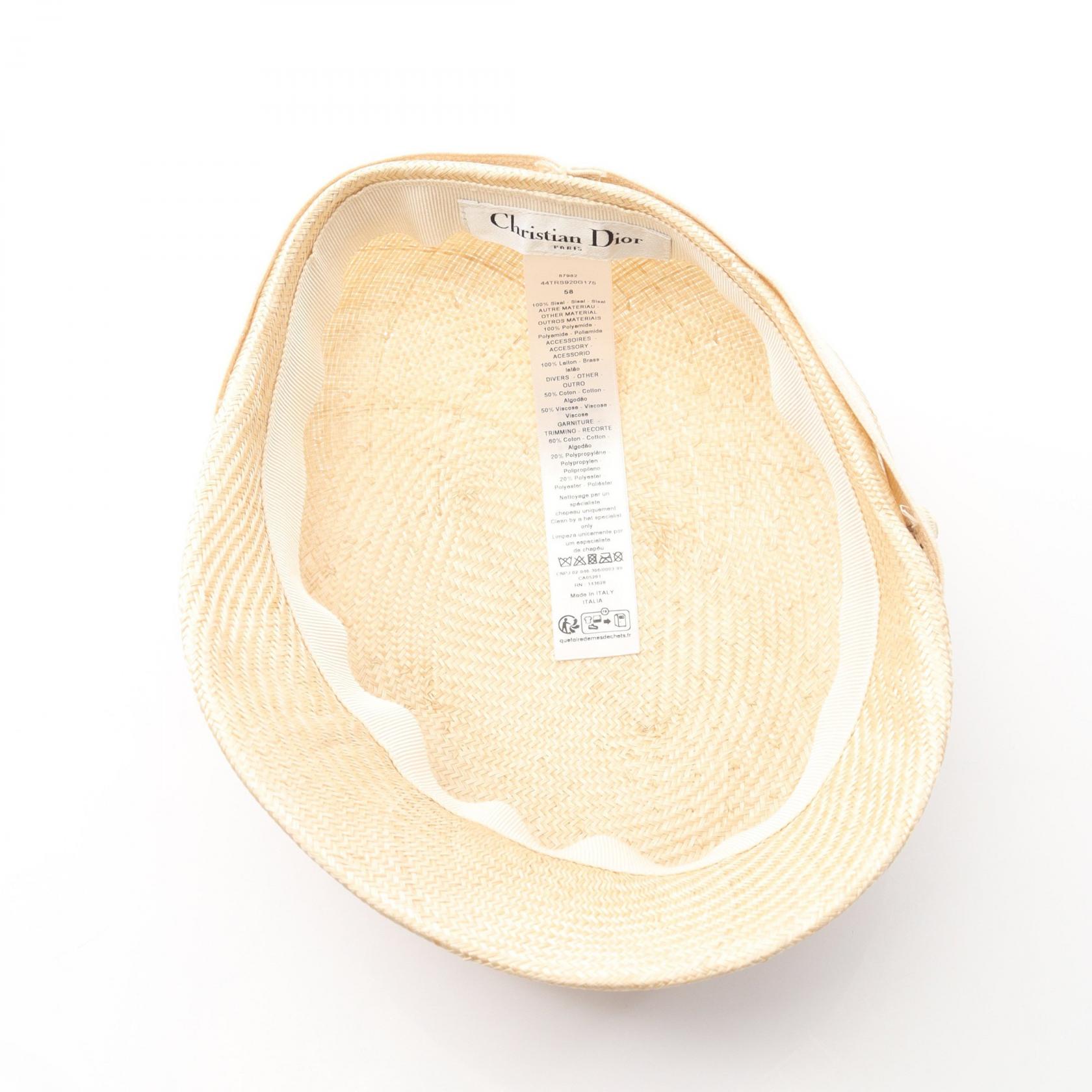 Christian Dior travel cap casquette hats 62cm straw Beige Used