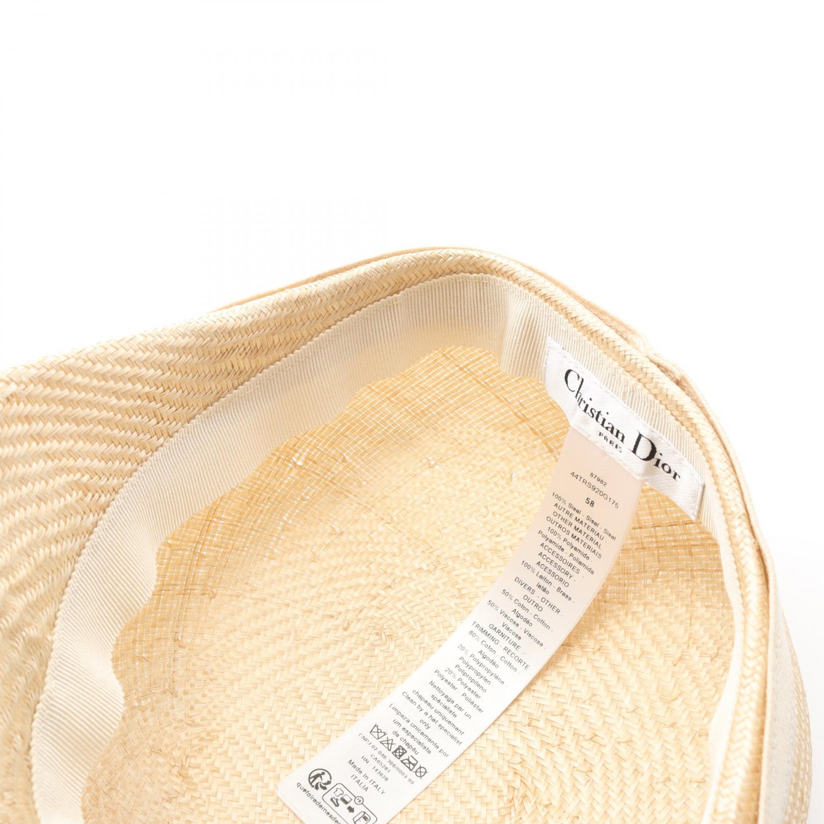 Christian Dior travel cap casquette hats 62cm straw Beige Used