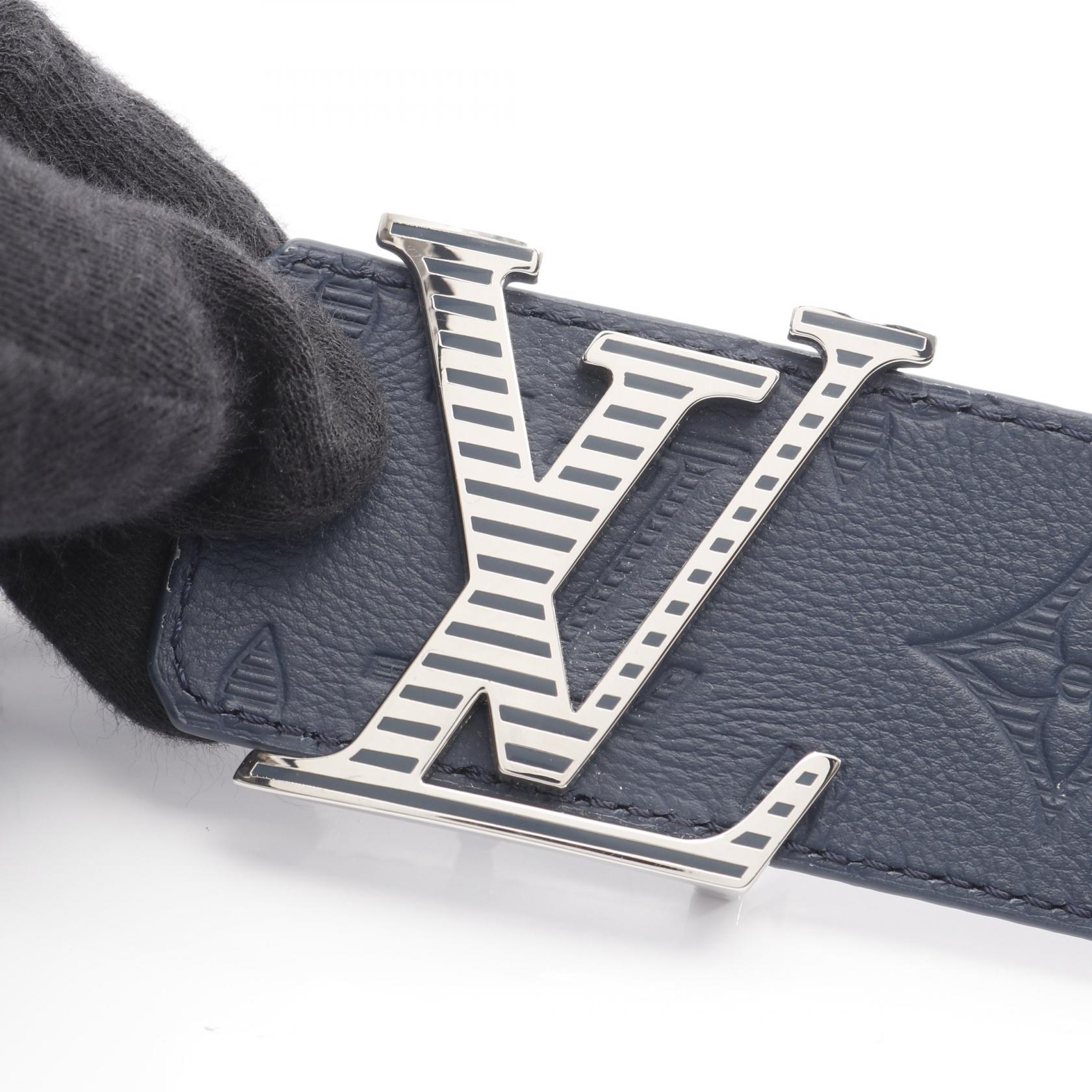 LOUIS VUITTON LV Shadow belt ceinture Monogram leather Navy  display picture 2