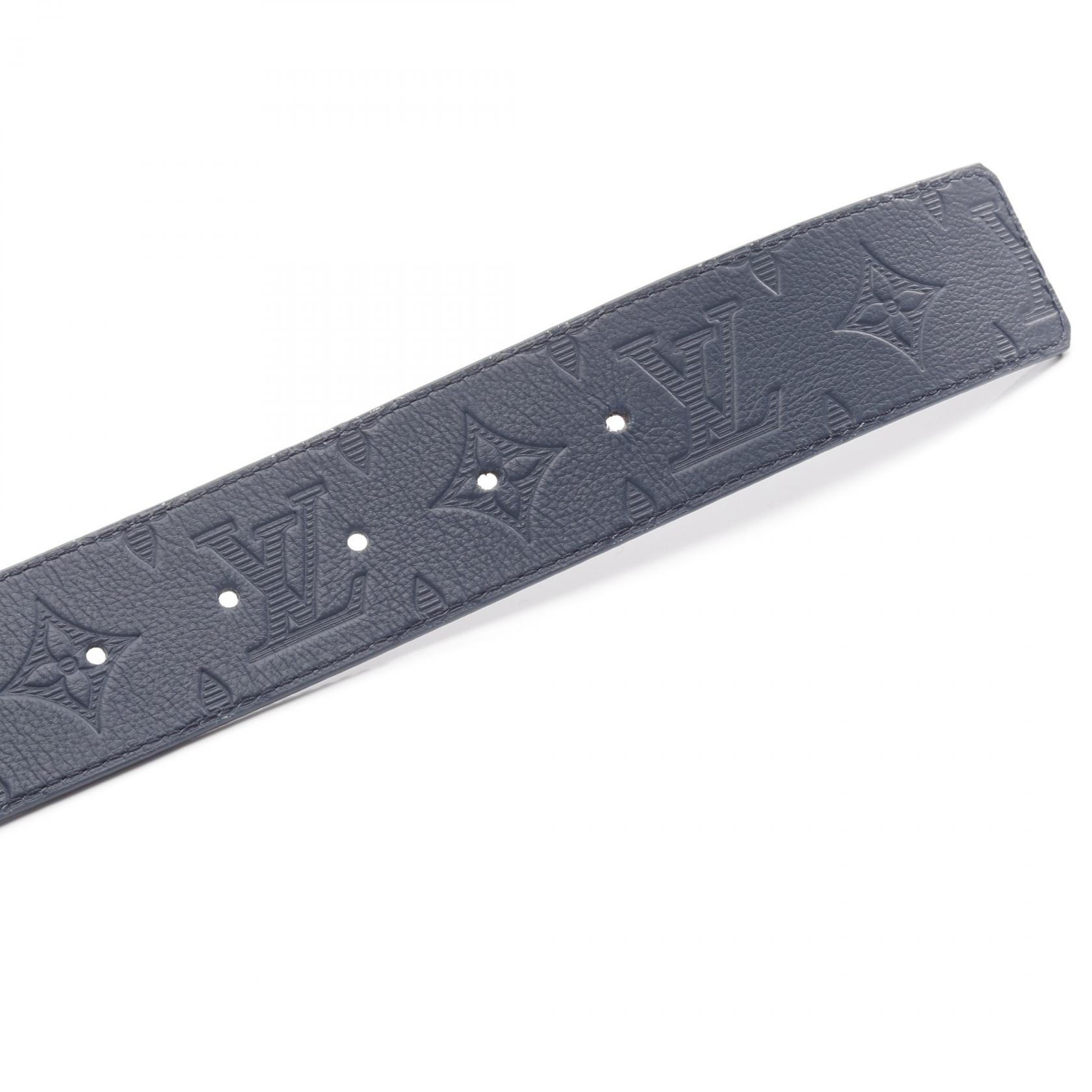 LOUIS VUITTON LV Shadow belt ceinture Monogram leather Navy Used