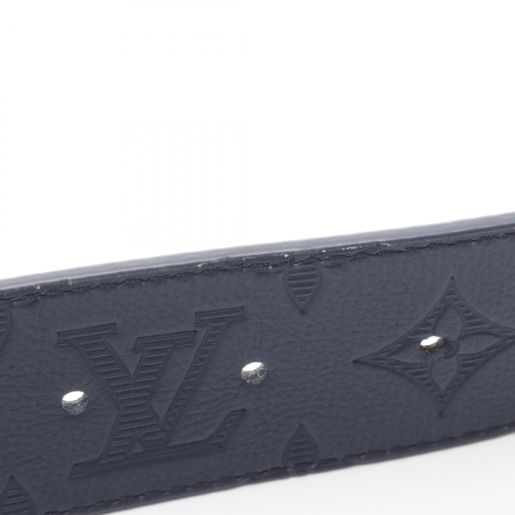 LOUIS VUITTON LV Shadow belt ceinture Monogram leather Navy Used