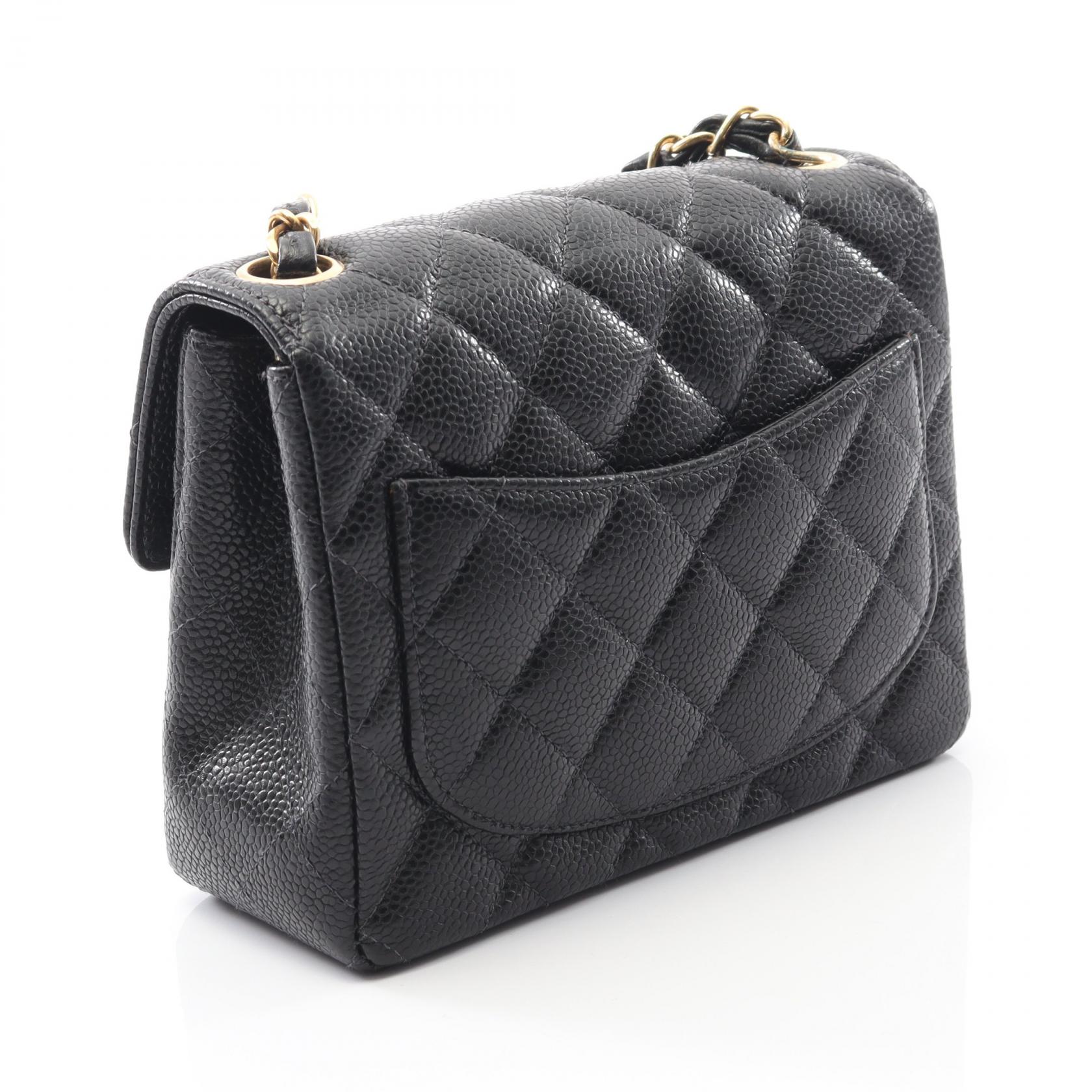 CHANEL Mini Matelasse chain Shoulder Bag Calfskin leather Black