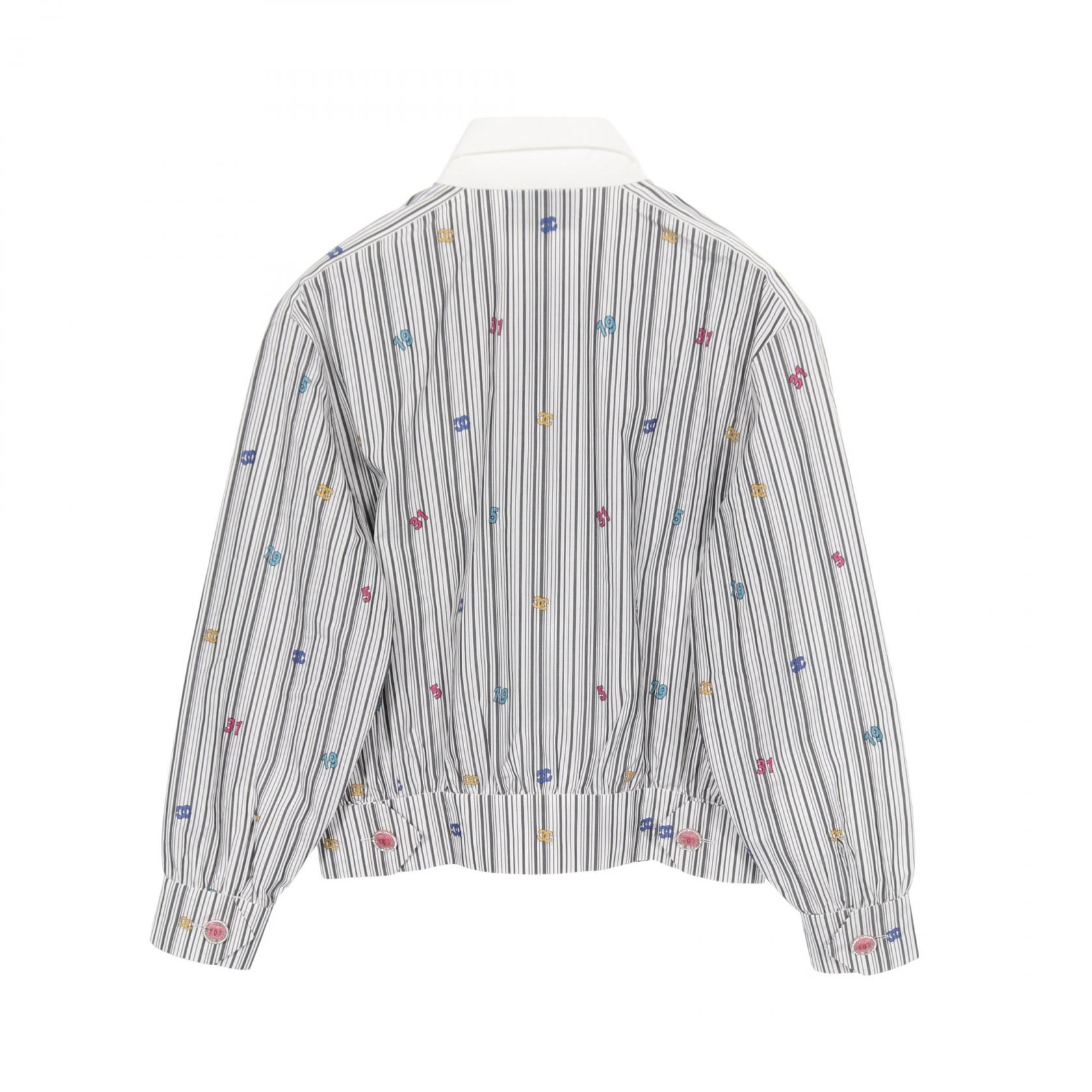 CHANEL Flower COCO Mark Striped Shirt blouse P73926V65463 cotton