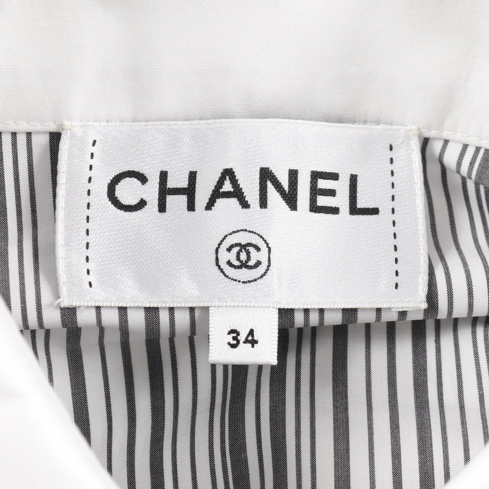 CHANEL Flower COCO Mark Striped Shirt blouse P73926V65463 cotton