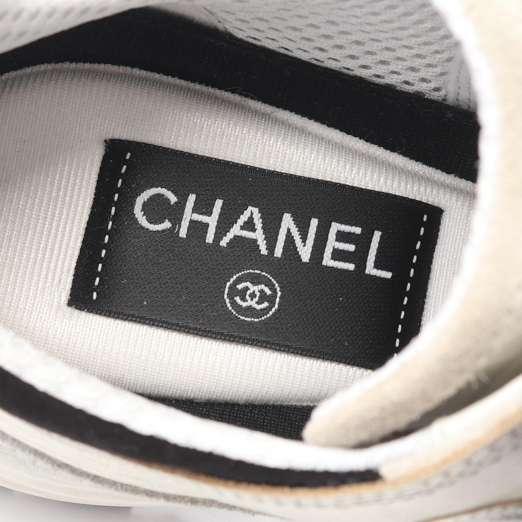 CHANEL COCO Mark sneakers shoes G46609 leather Fabric Silver White