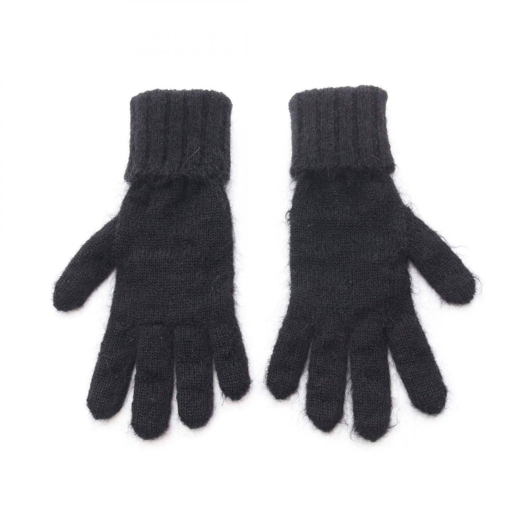 LOUIS VUITTON LV Script gloves Nylon wool Mohair Black Used Women
